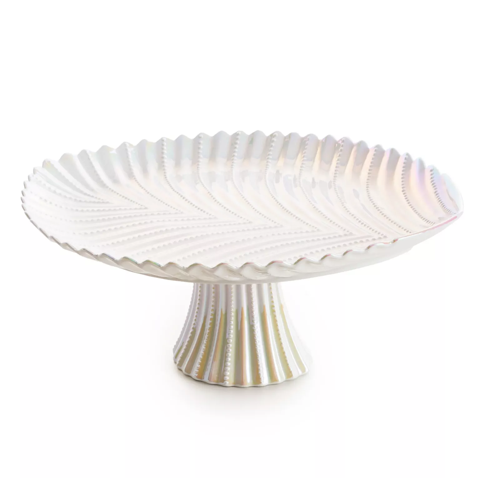 Patera ceramiczna dekoracyjna perłowa na stopce 39x31x17 cm NELA Eurofirany