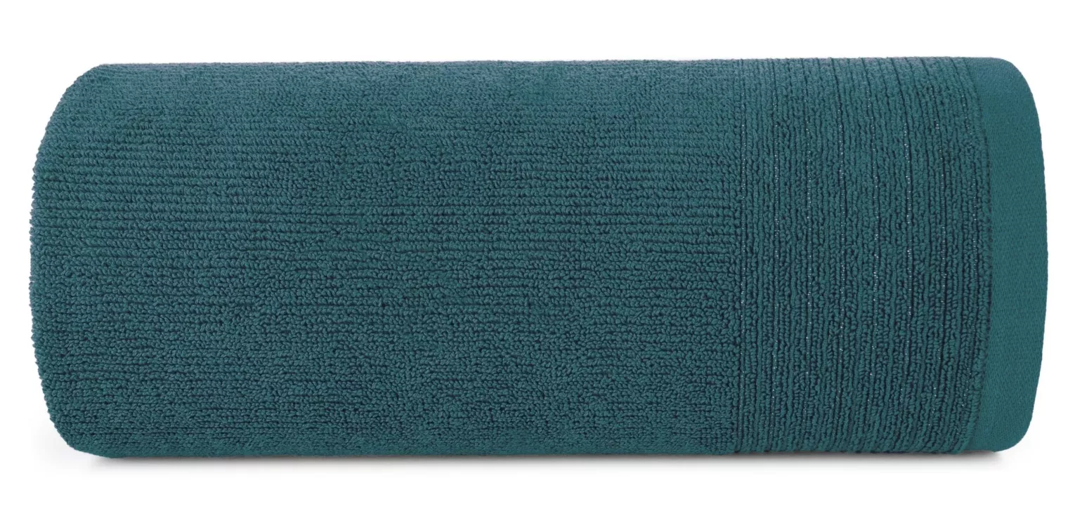 Ręcznik do rąk 30x50 cm bawełniany kolor ciemnoturkusowy zdobiony błyszczącą bordiurą 500 g/m2 LARI Eurofirany