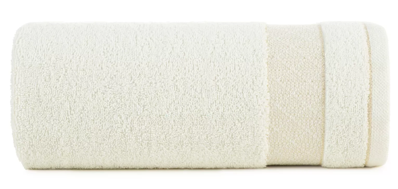 Ręcznik do rąk 30x50 cm bawełniany kolor kremowy z ozdobną bordiurą 500 g/m2 NESSY Eurofirany