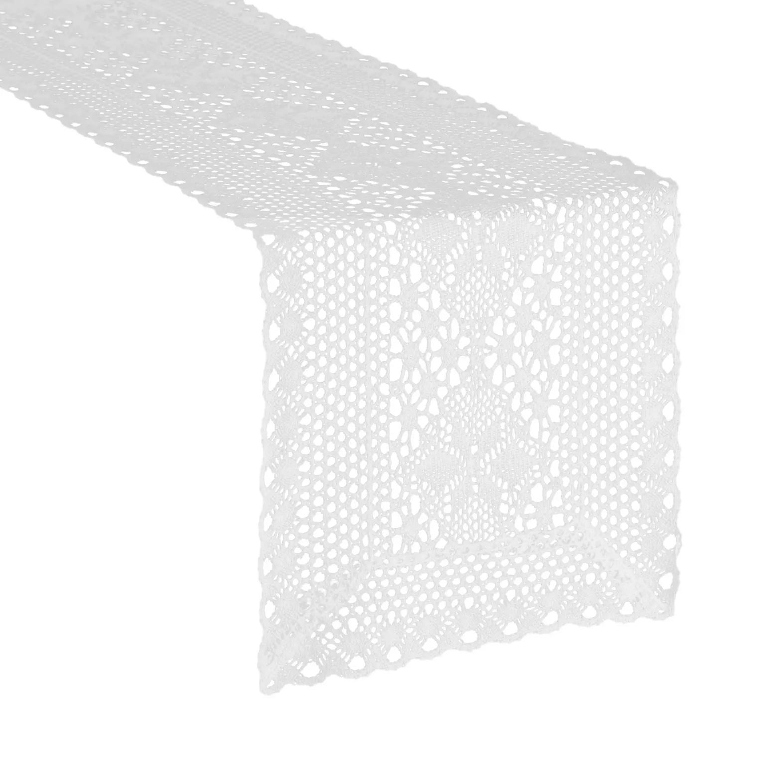 Bieżnik na stół 32x180 cm biały ażurowy MEGGY w stylu boho Eurofirany