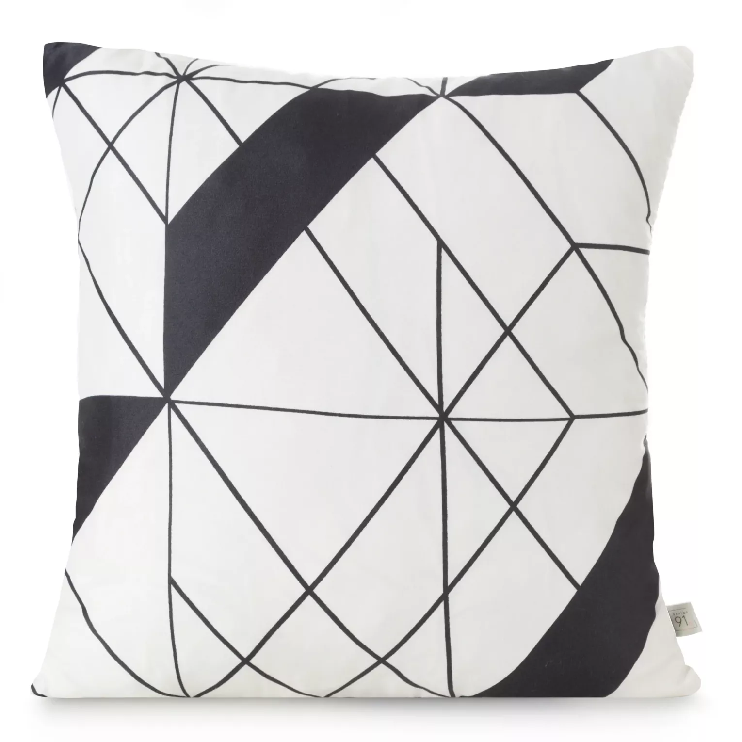 Poszewka na poduszkę 40x40 cm z mikrofibry z nadrukiem geometrycznym beżowo, czarna GEO 01 DESIGN 91 Eurofirany