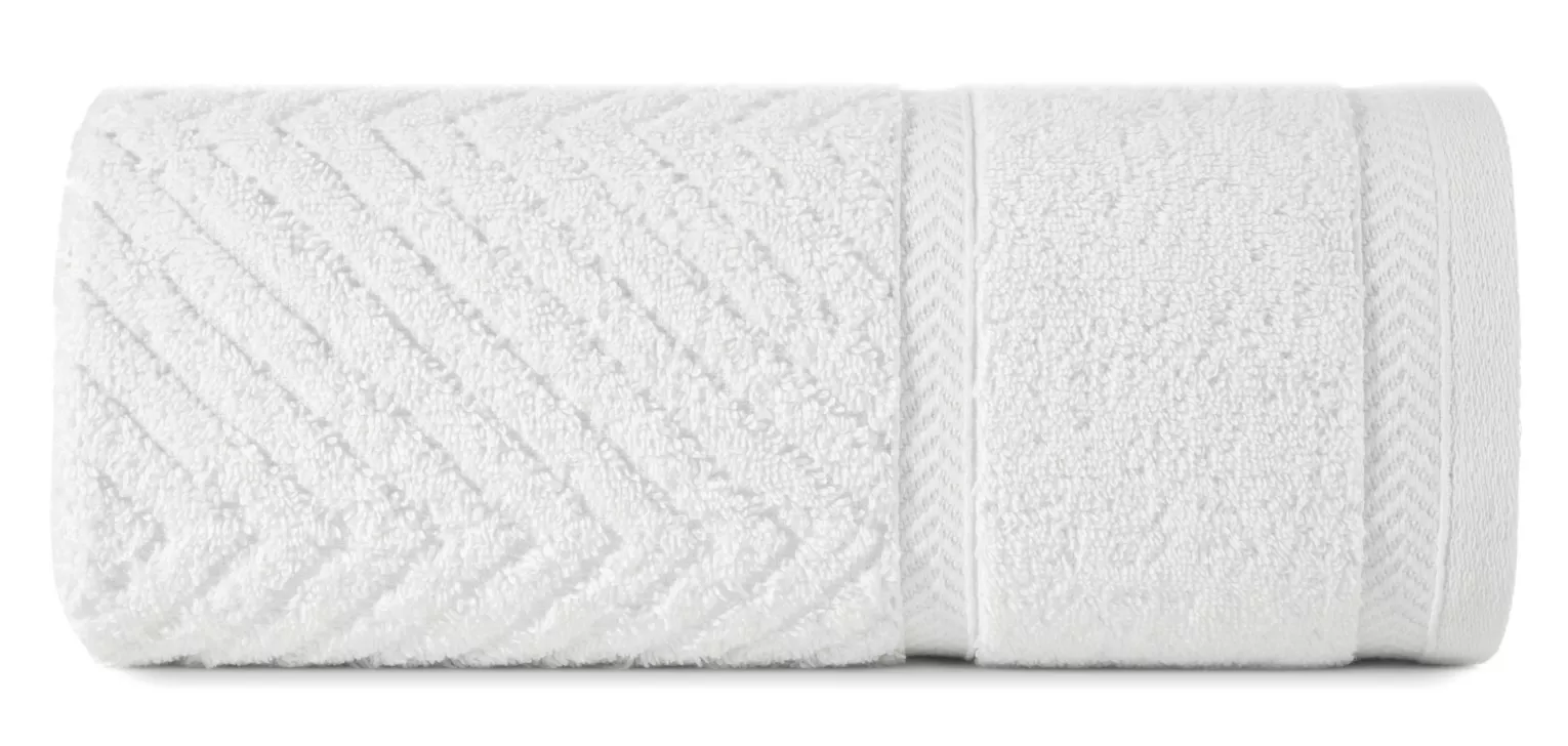 Ręcznik kąpielowy 50x90 cm bawełniany kolor biały ze wzorem zygzaka 500 g/m2 KALIA Reina Line Eurofirany