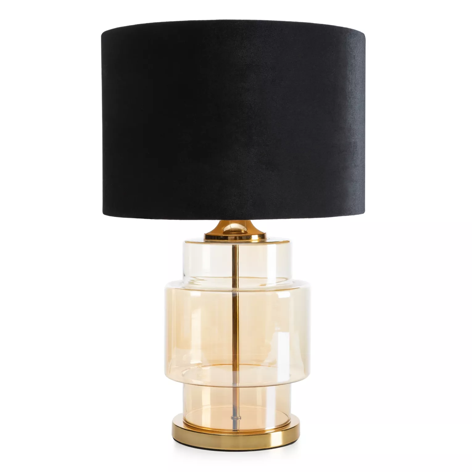 Lampa stołowa do pokoju czarna z transparentnego szkła z błyszczącym welwetowym abażurem 46 x 75 cm IAN Eurofirany