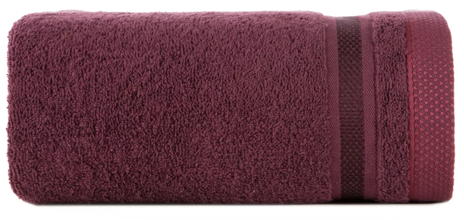 Ręcznik do rąk 30x50 cm bawełniany kolor bordowy z bordiurą w paski 500 g/m2 ABBIE Eurofirany