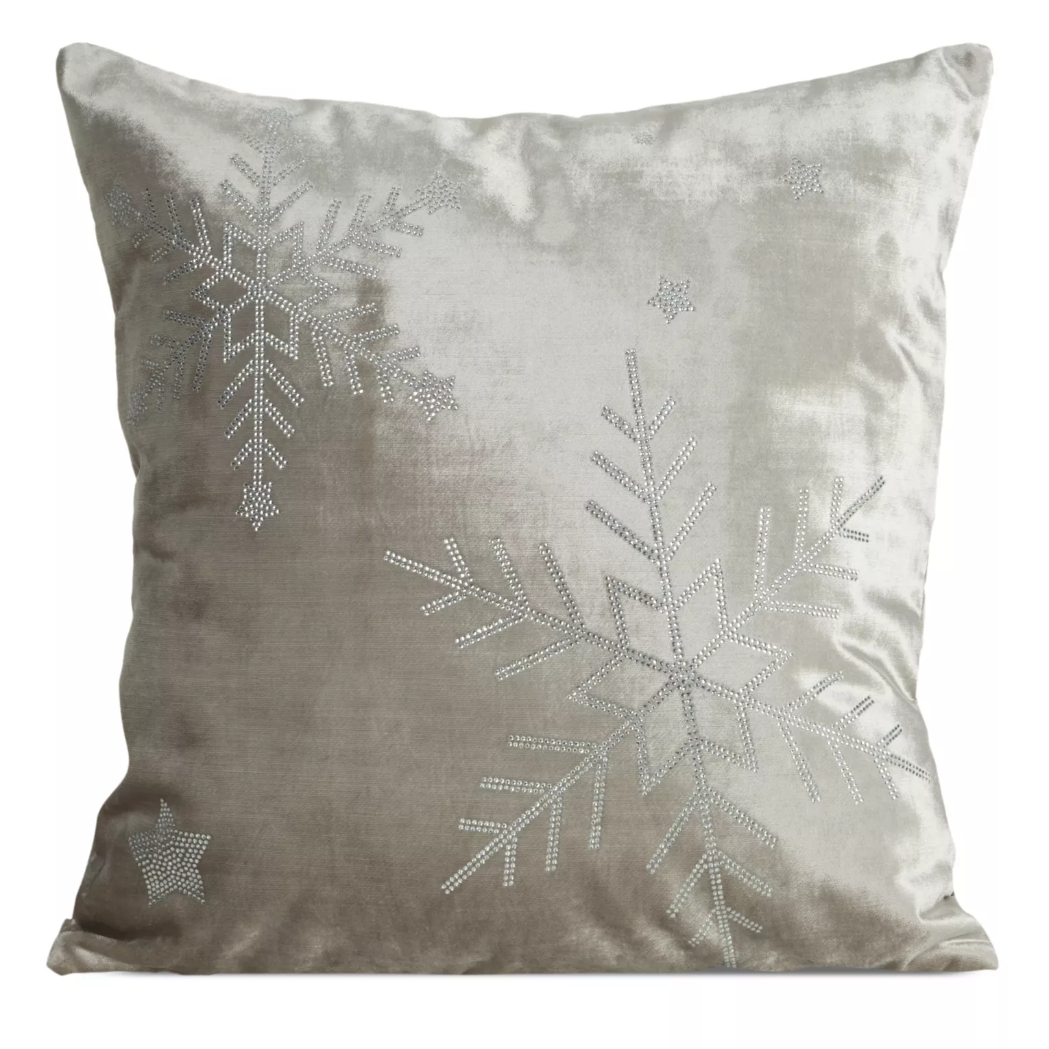 Poszewka na poduszkę świąteczna 45x45 cm welwetowa z lśniącymi kryształkami i elegancką lamówką Eurofirany