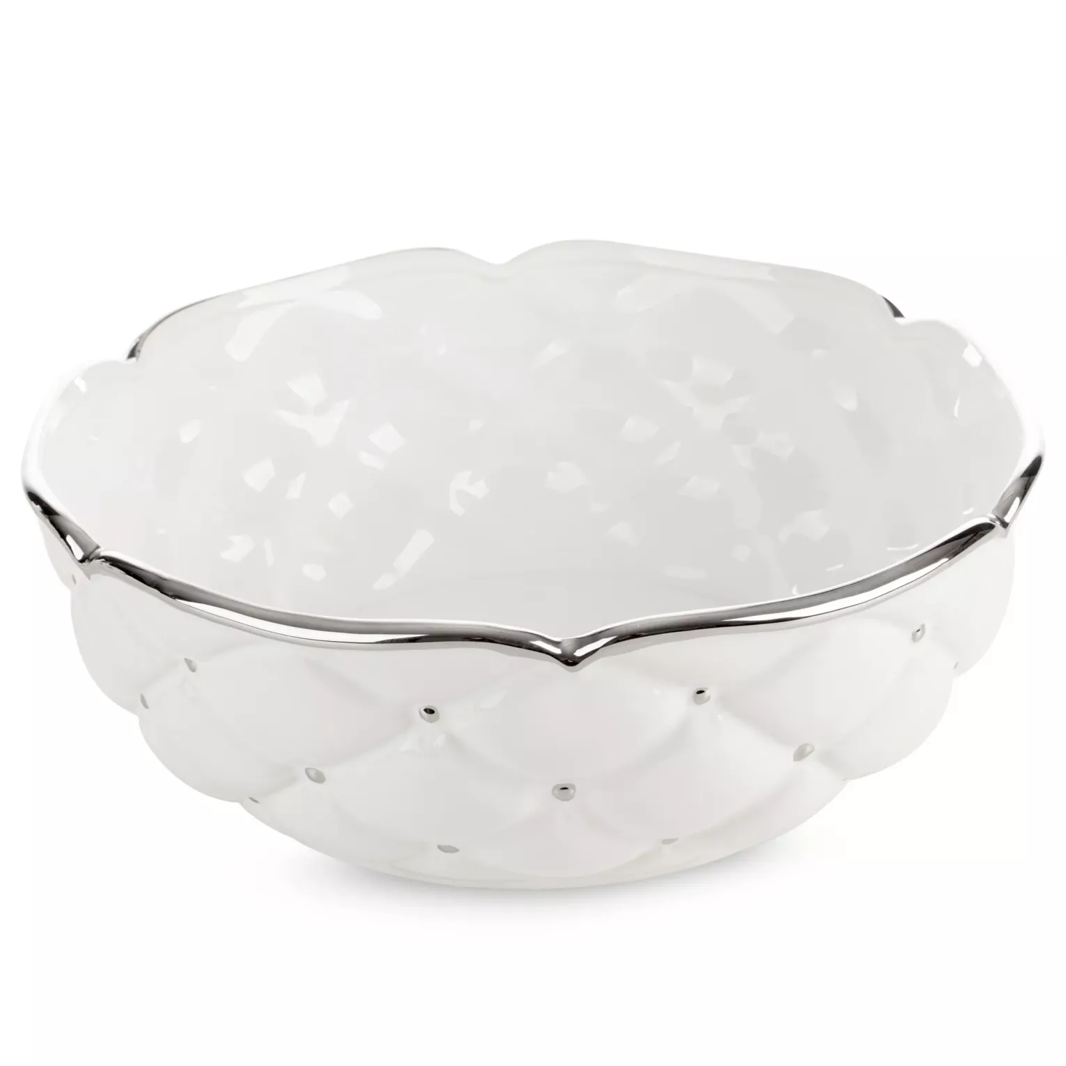 Misa ceramiczna dekoracyjna biało-srebrna zdobiona pikowaniem średnica 30x11 cm ADORE Eurofirany