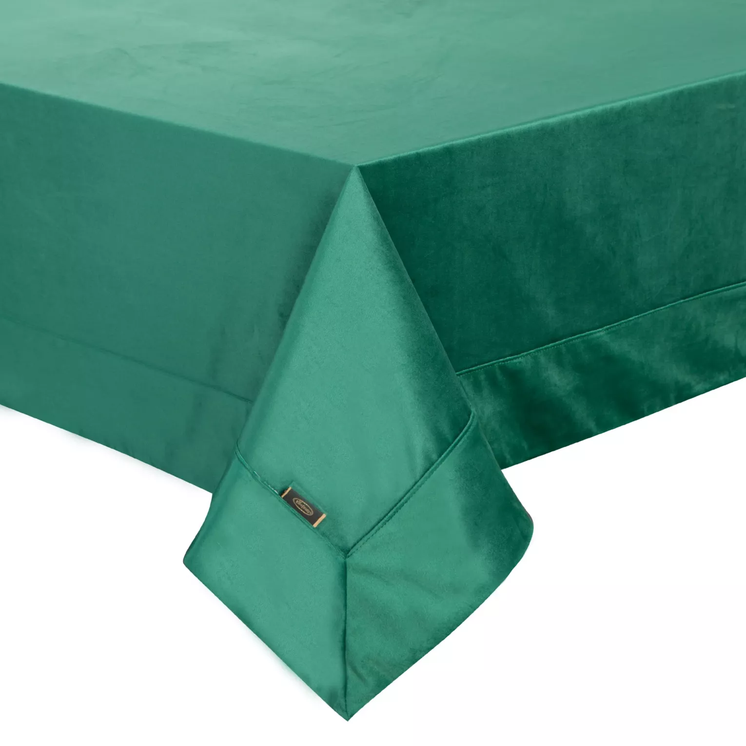 Obrus ciemnozielony 145x180 cm welwetowy VELVET z ozdobną listwą