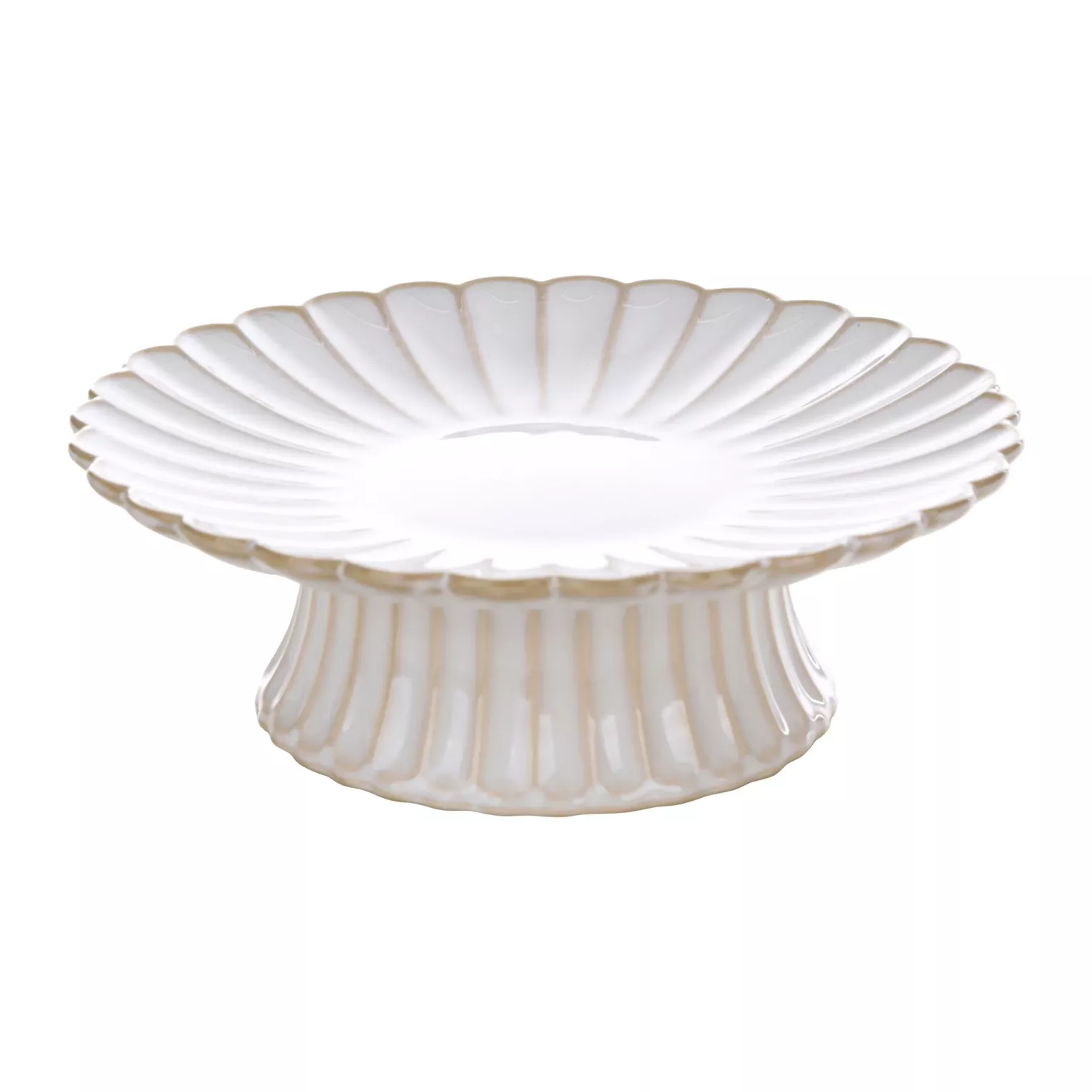 Patera ceramiczna dekoracyjna kremowo-beżowa z przecieranym wzorem w stylu eko średnica 18x6 cm AVRIL Eurofirany