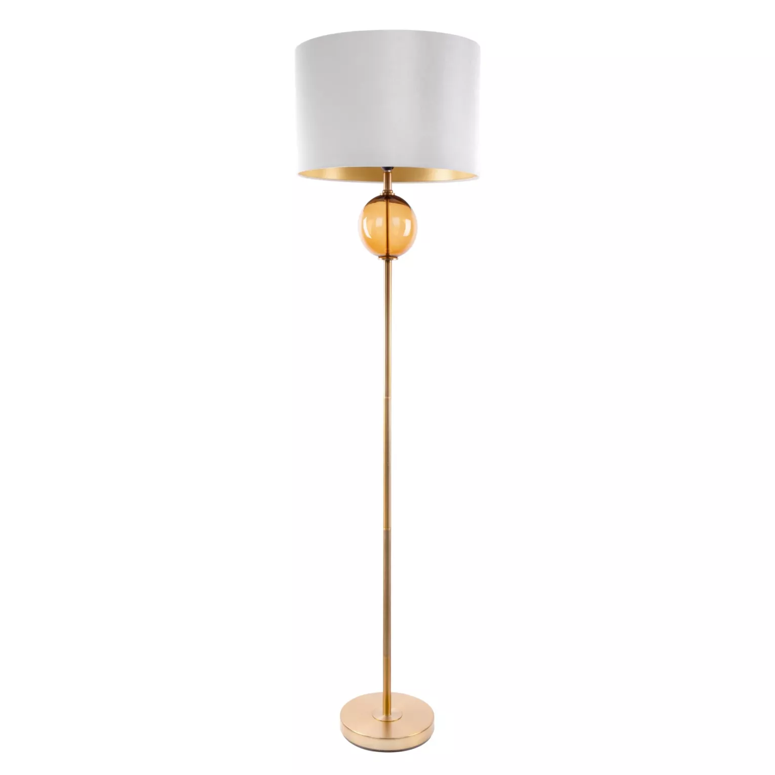 Lampa stojąca biała LUNA 5 z welwetowym abażurem i szklaną podstawą Limited Collection Eurofirany