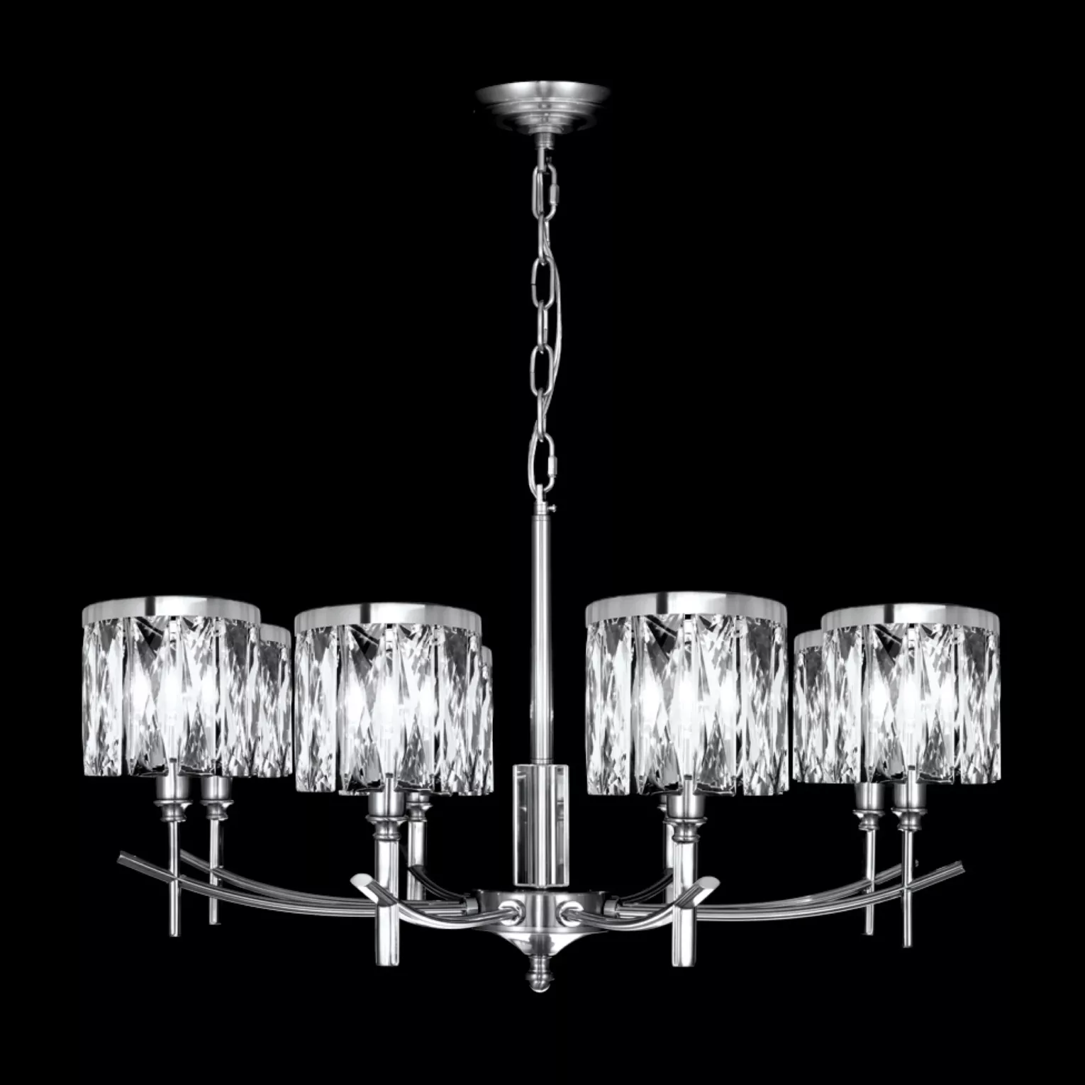 Lampa wisząca do salonu srebrna KRYSTAL z kryształkami, z regulacją wysokości 75 x 150 cm KRYSTAL  Eurofirany