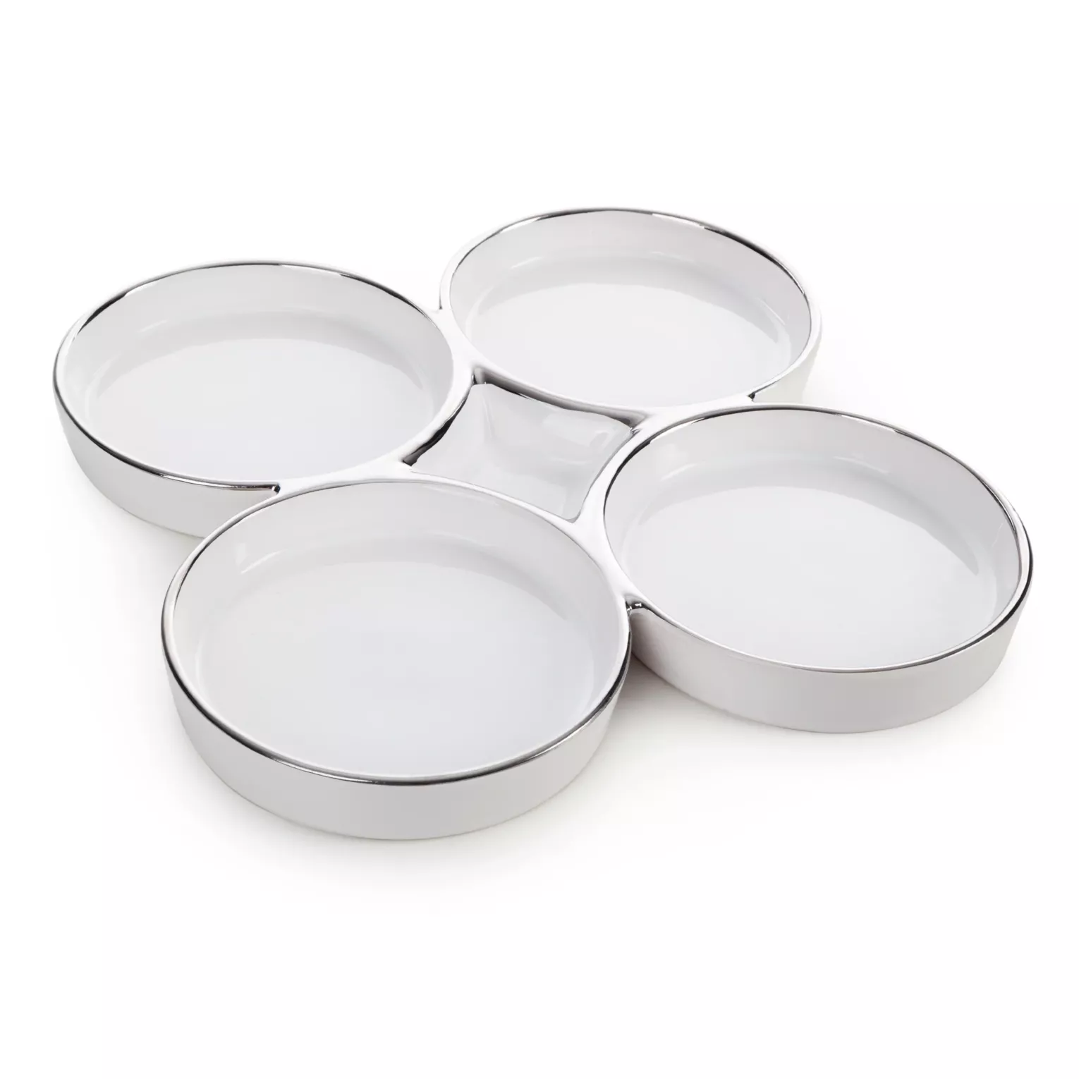 Patera ceramiczna dekoracyjna biało-srebrna minimalistyczna 25x25x6 cm MABEL 01 Eurofirany