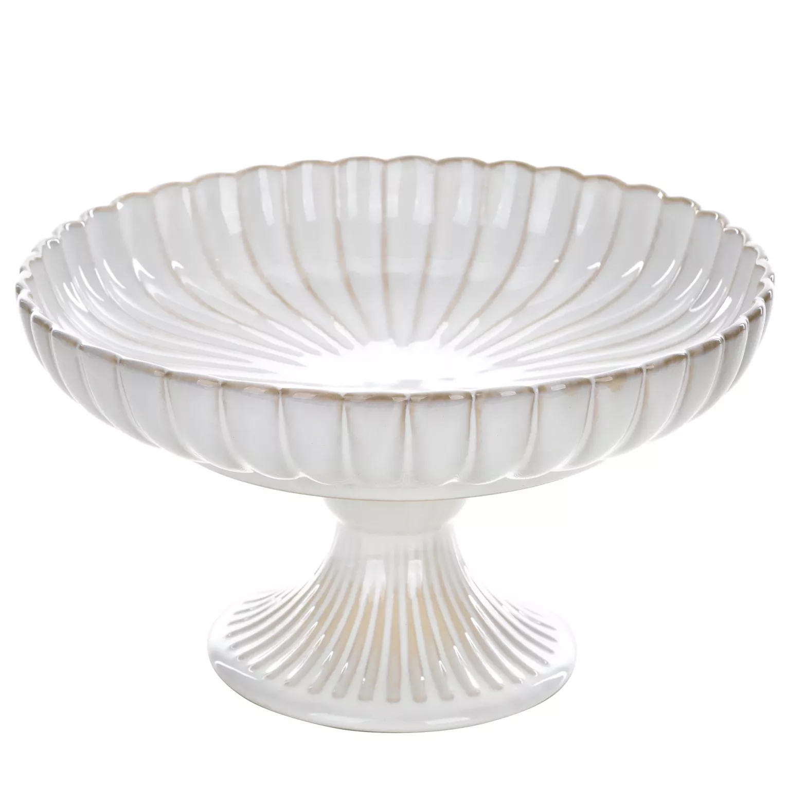 Patera ceramiczna dekoracyjna kremowo-beżowa z przecieranym wzorem w stylu eko średnica 28x17 cm AVRIL Eurofirany