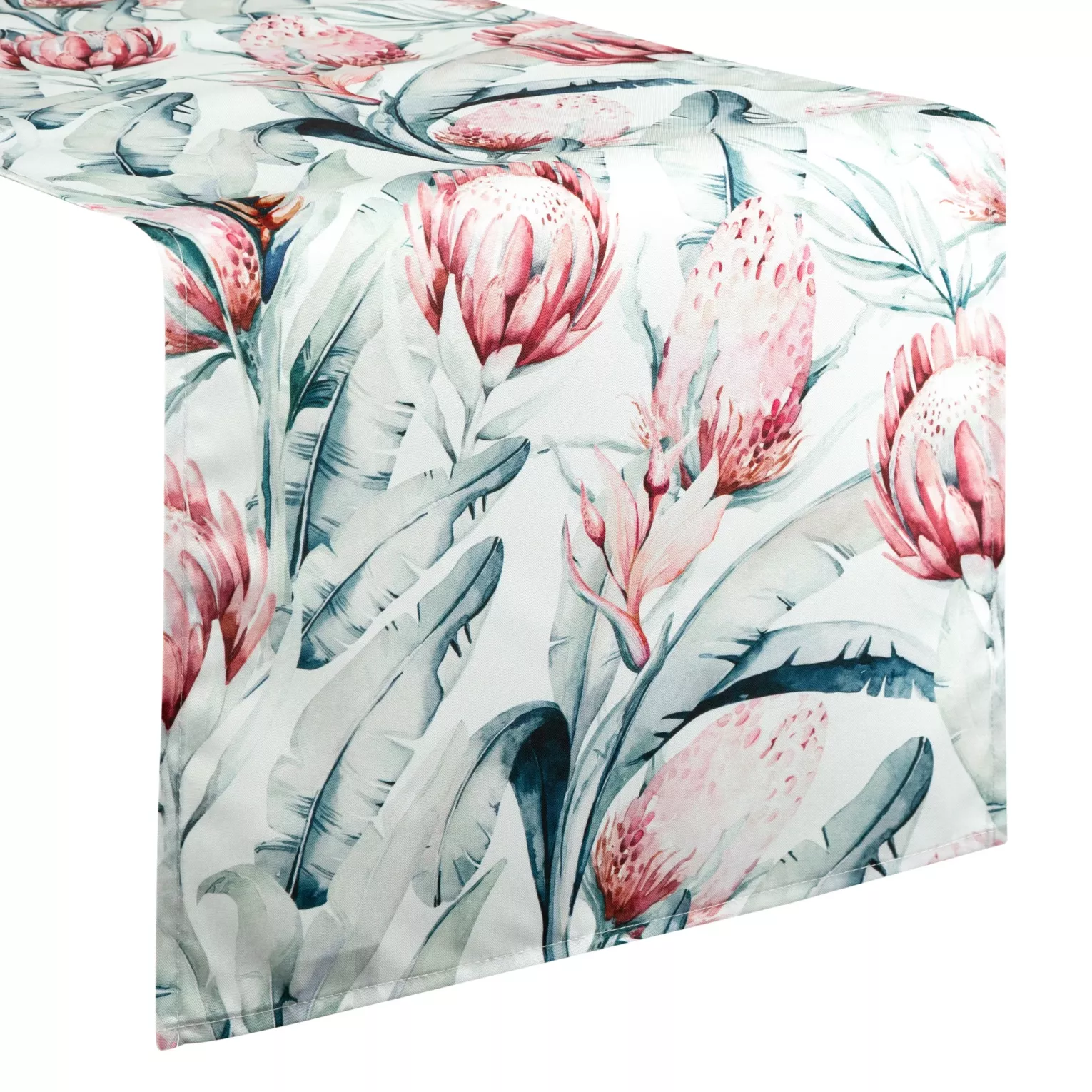 Bieżnik na stół biało, niebieski 40x180 cm wodoodporny GARDEN na taras oraz balkon