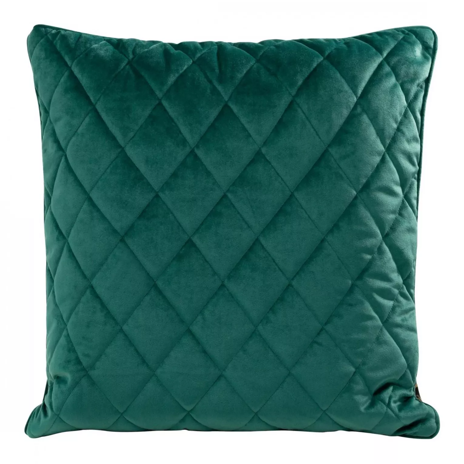 Poduszka 50 x 50 cm ciemnoturkusowa pikowana we wzór karo z ozdobną wypustką na brzegach VELVET 28 Eurofirany