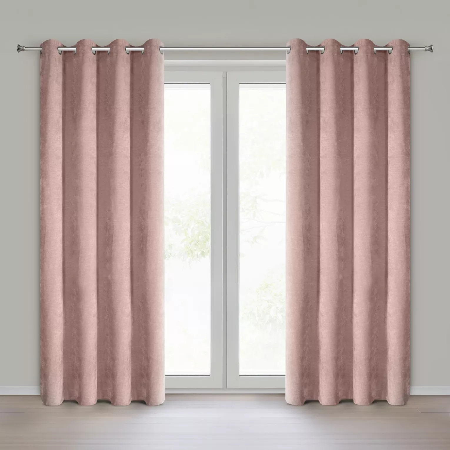 Zasłona pudrowa z szenilowej tkaniny 140x250cm przelotki - VANI Eurofirany