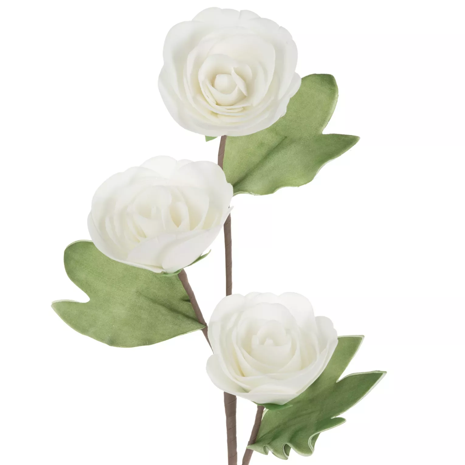 Kwiat sztuczny kamelia biały z pianki foamiran 77 cm
