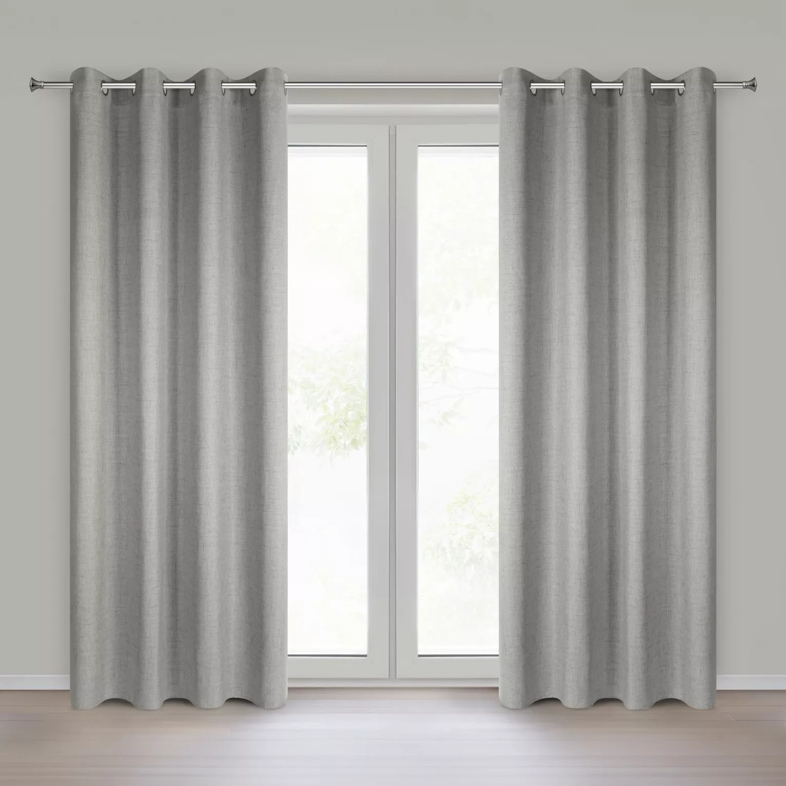 Zasłona o naturalnym splocie z efektem melanżu ciemnobeżowa 140x250 cm przelotki - JULA2 Eurofirany