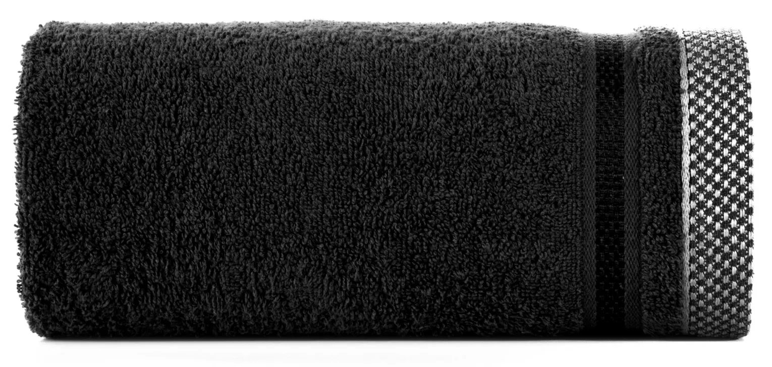 Ręcznik do rąk 30x50 cm bawełniany kolor czarny z bordiurą w paski 500 g/m2 ABBIE Eurofirany