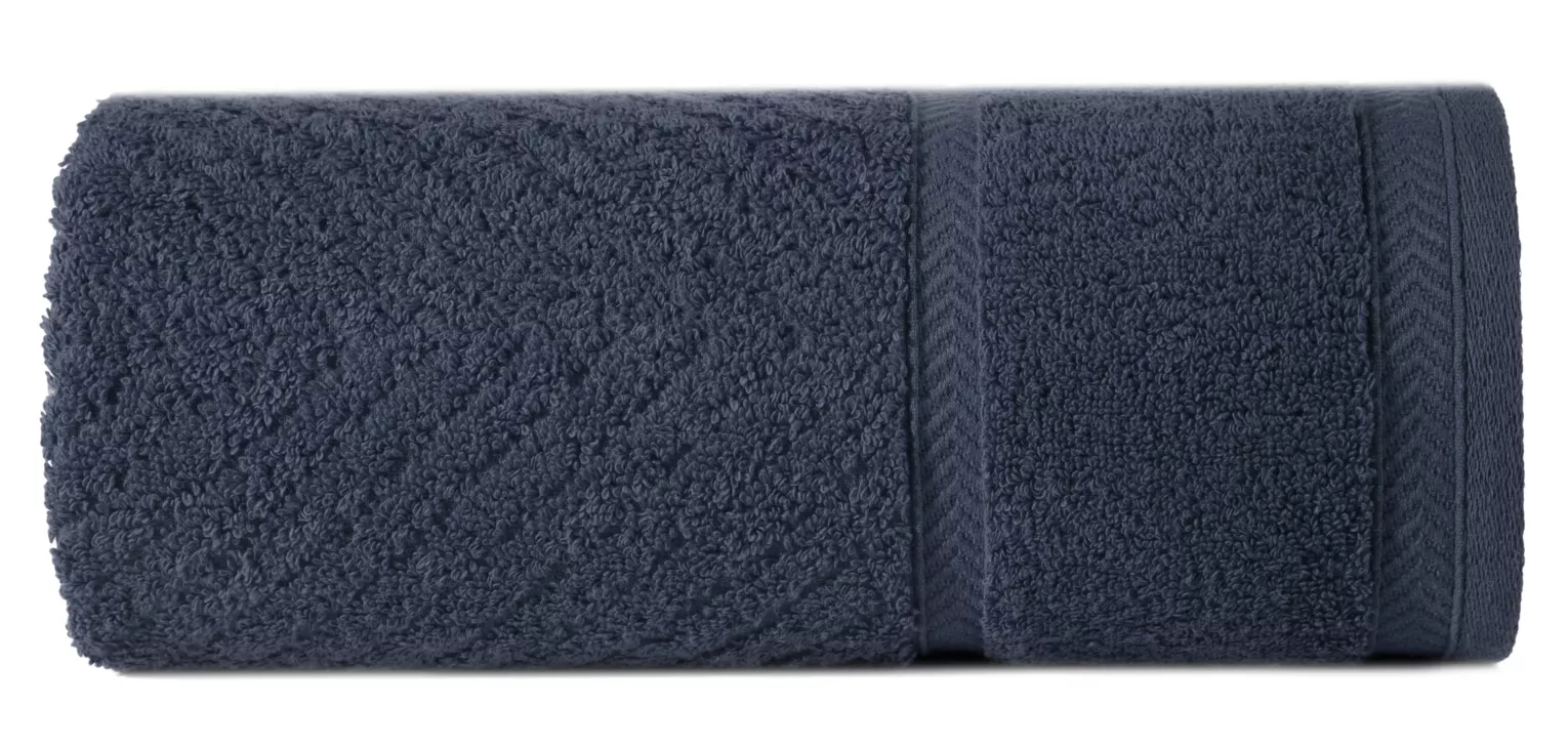Ręcznik kąpielowy 50x90 cm bawełniany kolor granatowy ze wzorem zygzaka 500 g/m2 KALIA Reina Line Eurofirany