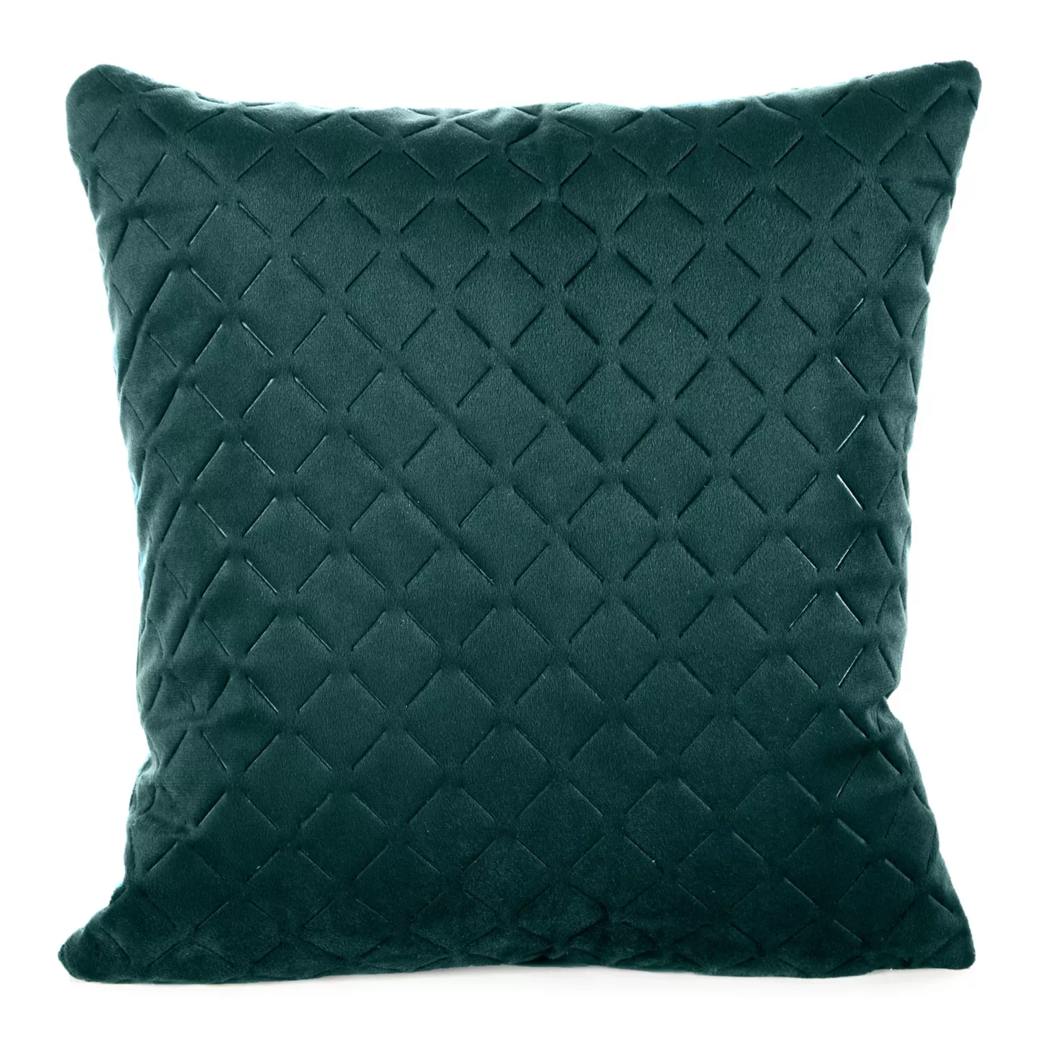Poszewka na poduszkę 40x40 cm welwetowa pikowana w geometryczny wzór metodą hot press ciemnoturkusowa DIMON Eurofirany