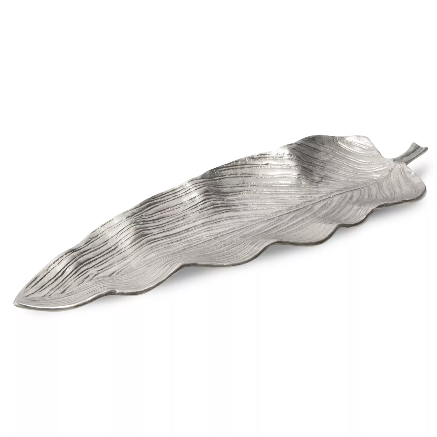 Patera metalowa srebrna w kształcie kwiatka 55x19x4 cm SARA Eurofirany