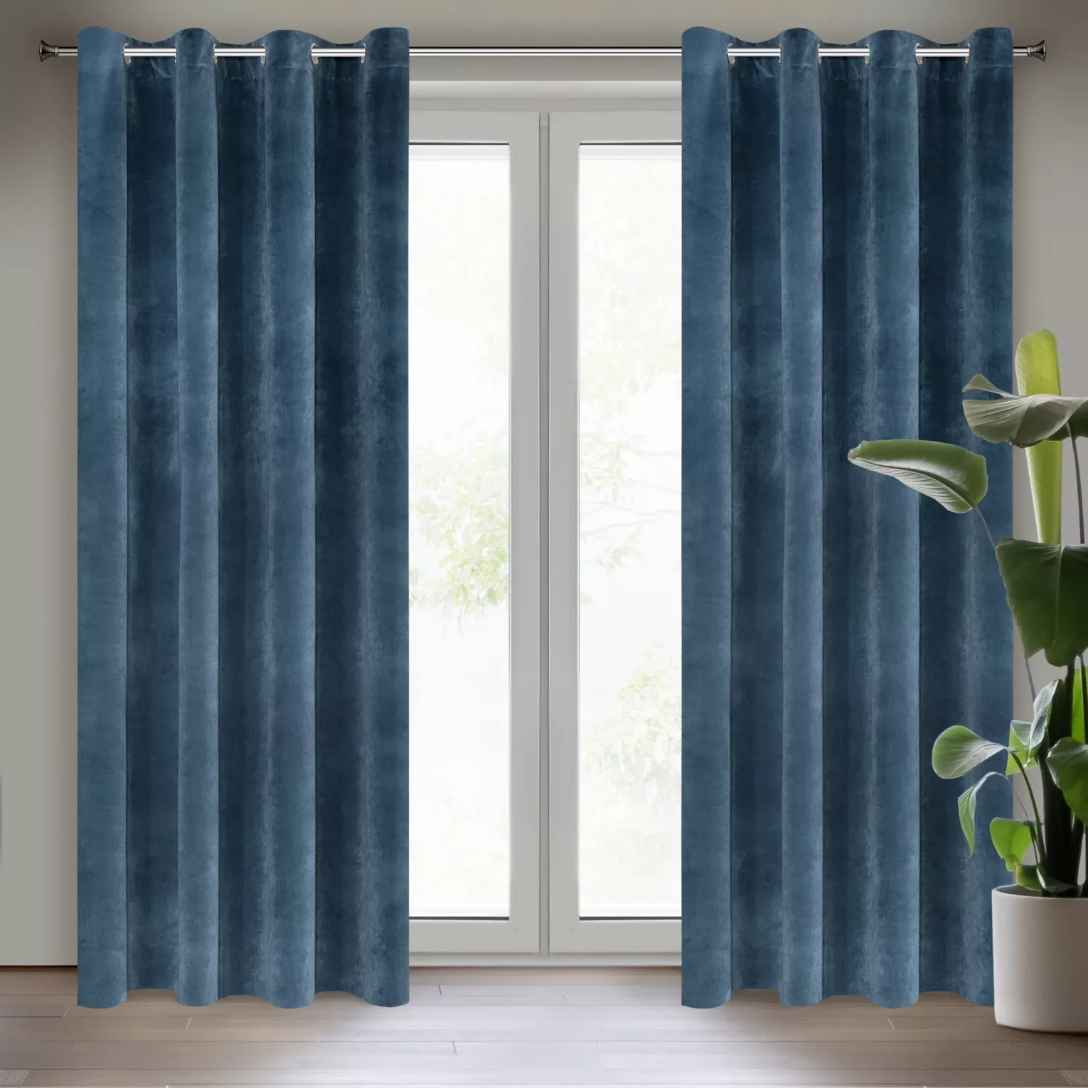 Zasłona granatowa z ekskluzywnego matowego welwetu 140x250 cm przelotka RIA Diva Line Eurofirany