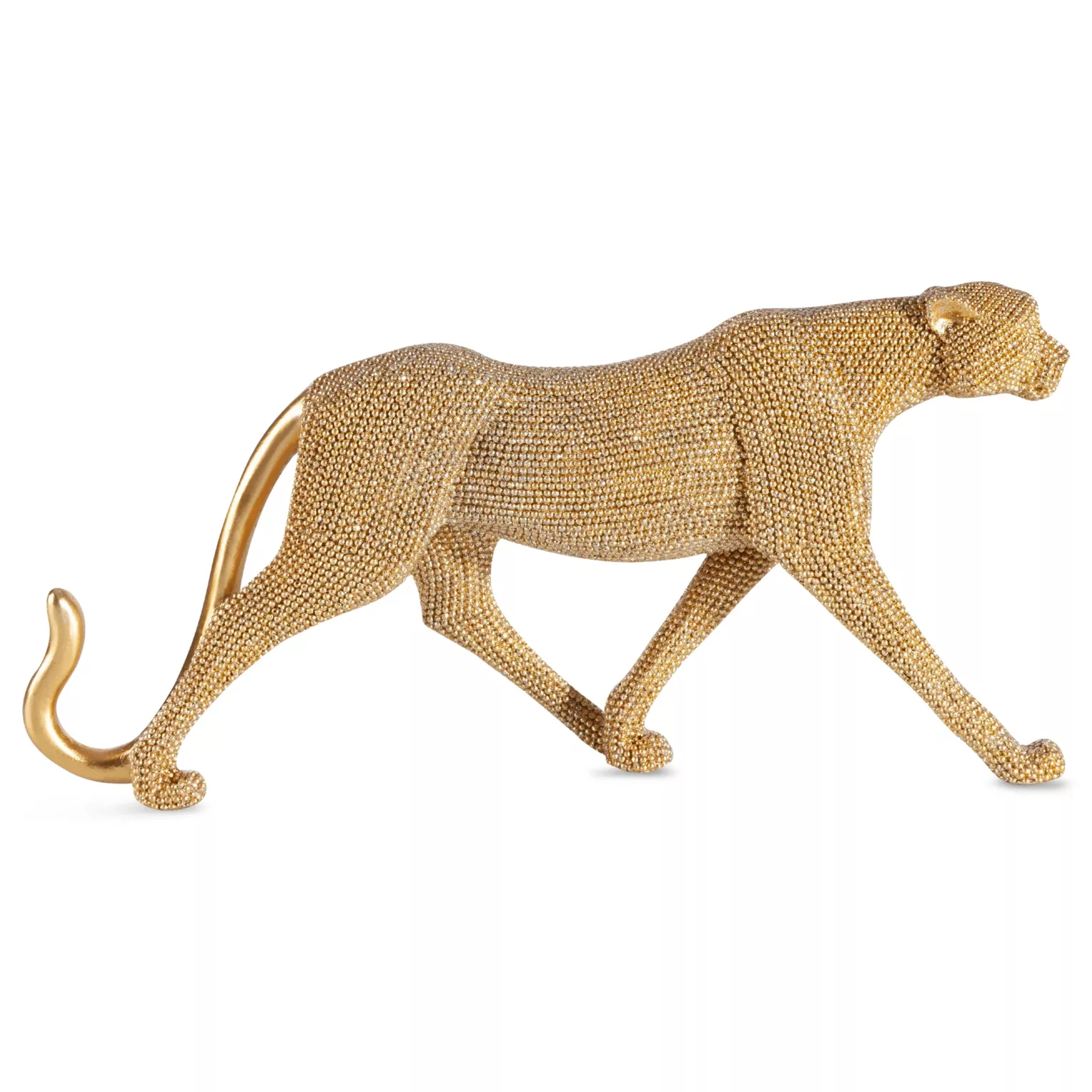 Figurka złota pantera o drobnym strukturalnym wzorze 31x 6x15 cm ELDO Eurofirany