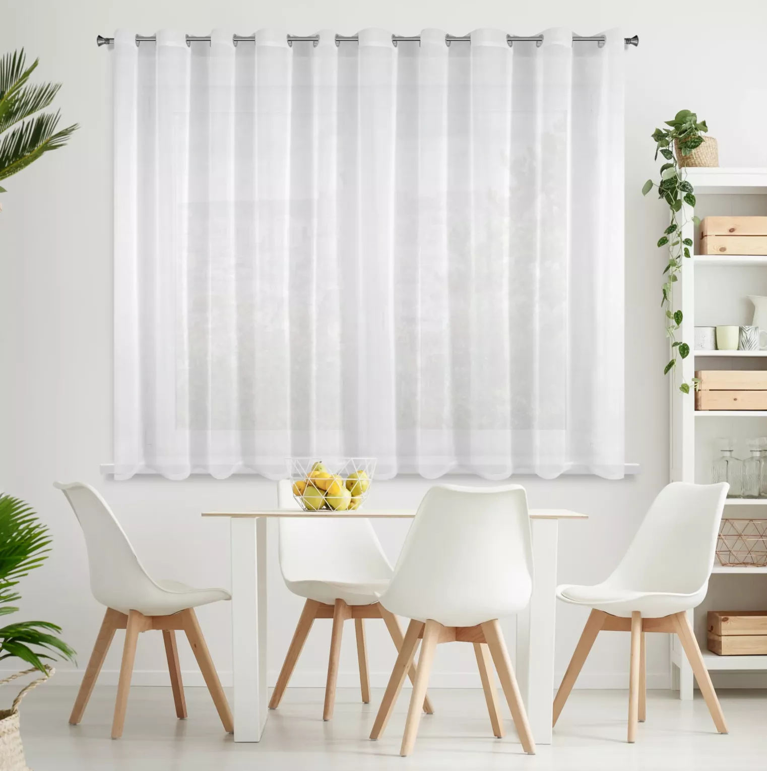 Firana biała z gładkiego matowego woalu 400x150 cm przelotka LUCY Eurofirany