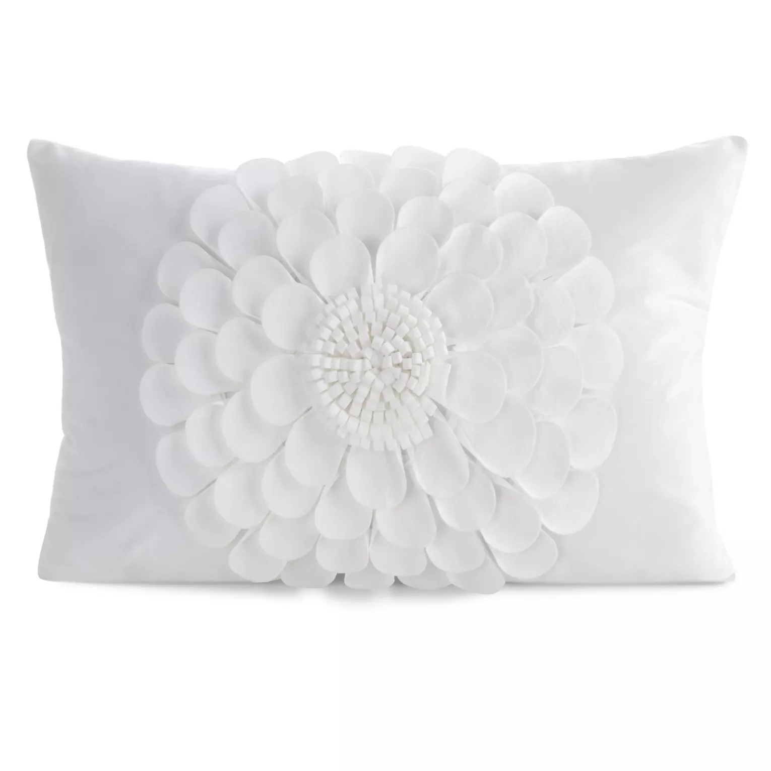 Poszewka na poduszkę 30 x 50 cm z welwetu kolor kremowy zdobiona kwiatem 3D FLORES 2 Eurofirany