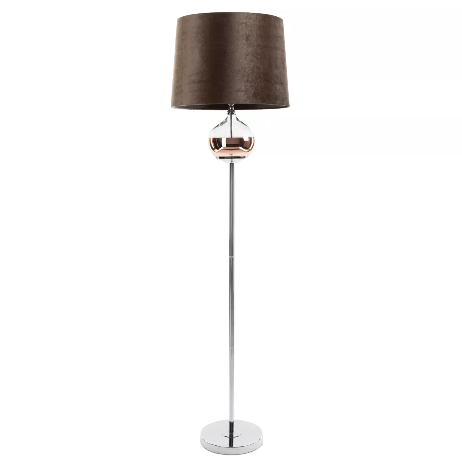 Lampa stojąca do pokoju ciemnobrązowa z welwetowym abażurem 38 x 157 cm AMORA  Eurofirany