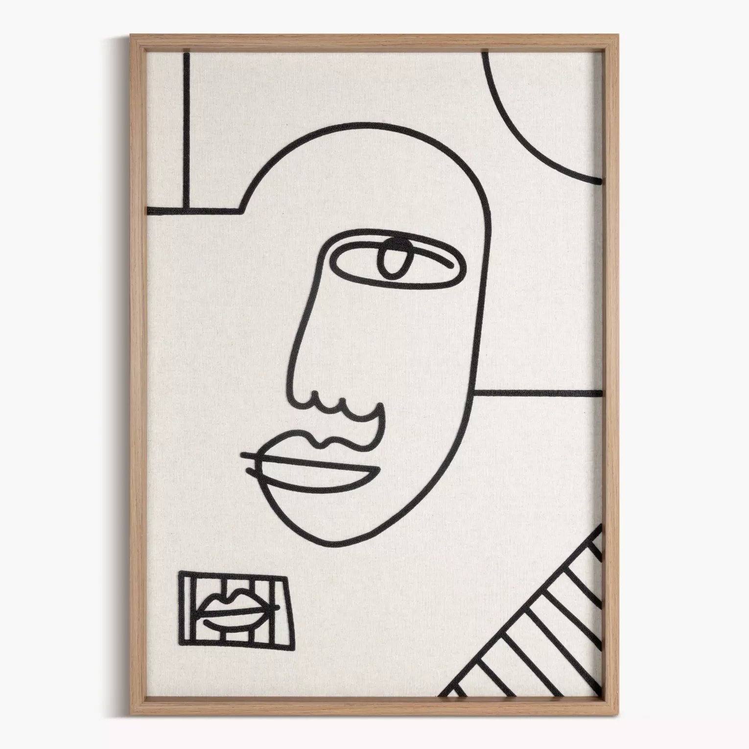 Obraz abstrakcja beżowo, czarny nadruk na płótnie oprawiony w ramkę 50x70 cm  Eurofirany