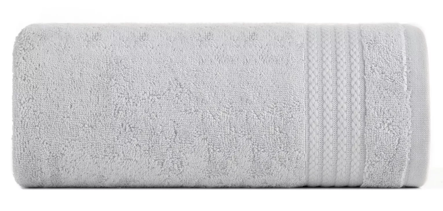 Ręcznik do rąk 30x50 cm bawełniany kolor srebrny zdobiony błyszczącą bordiurą 550 g/m2 LARIS Eurofirany
