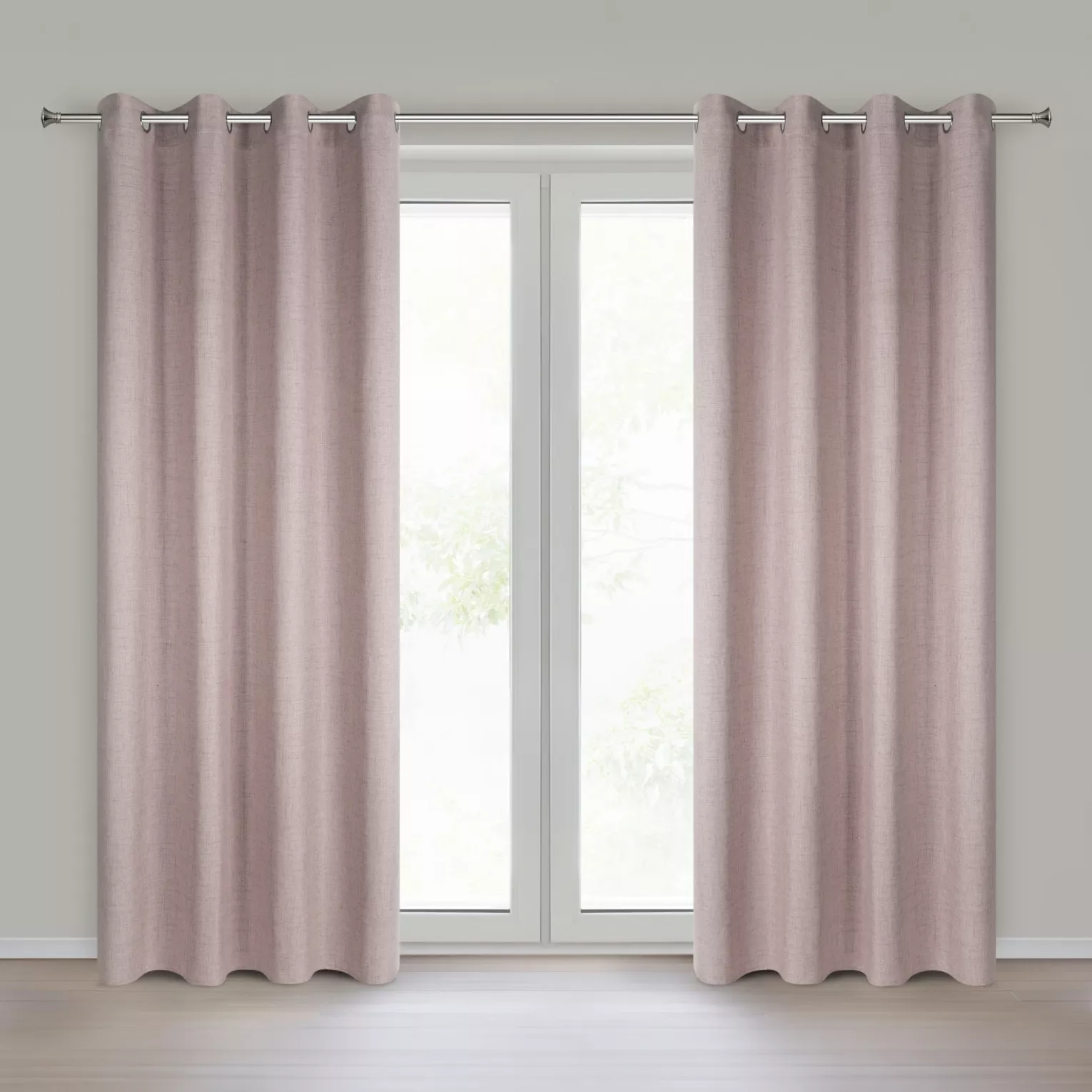 Zasłona o naturalnym splocie z efektem melanżu pudrowa 140x250 cm przelotki - JULA2 Eurofirany