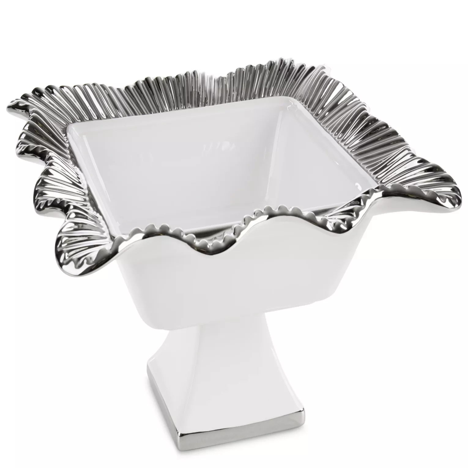 Misa ceramiczna dekoracyjna kremowa ze srebrnymi akcentami 28x28x20 cm BETSY Eurofirany