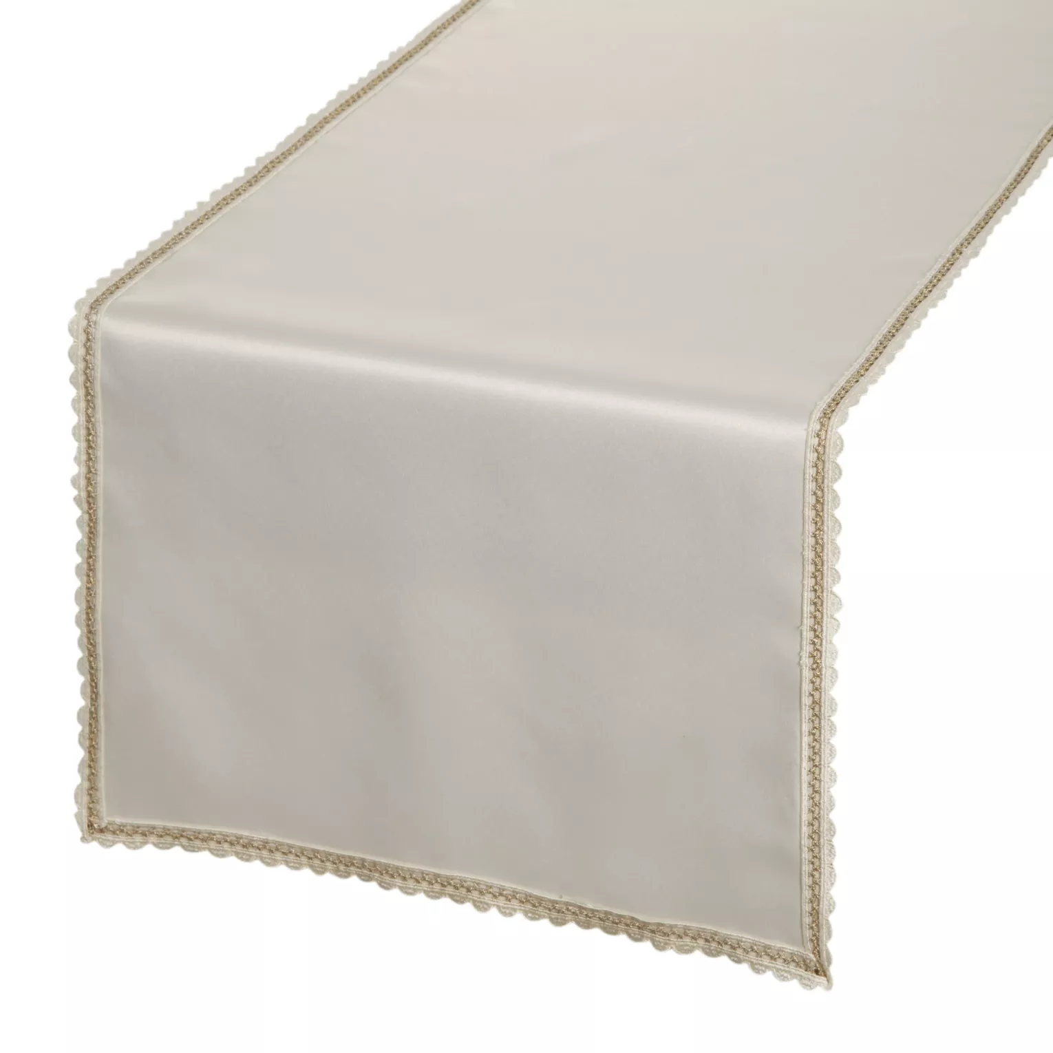 Bieżnik na stół kremowy 40x180 cm LACE z szampańskim haftowanym zdobieniem