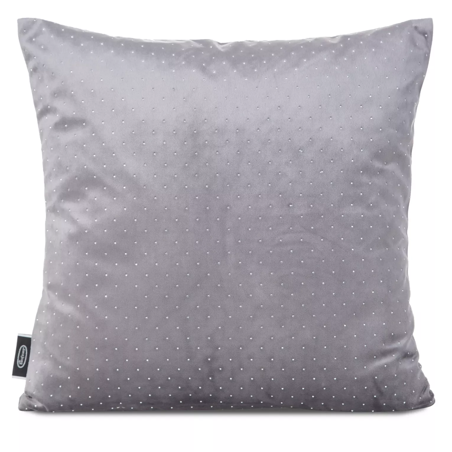 Poszewka na poduszkę 45x45 cm welwetowa zdobiona diamencikami grafitowa ARIADNA Eurofirany