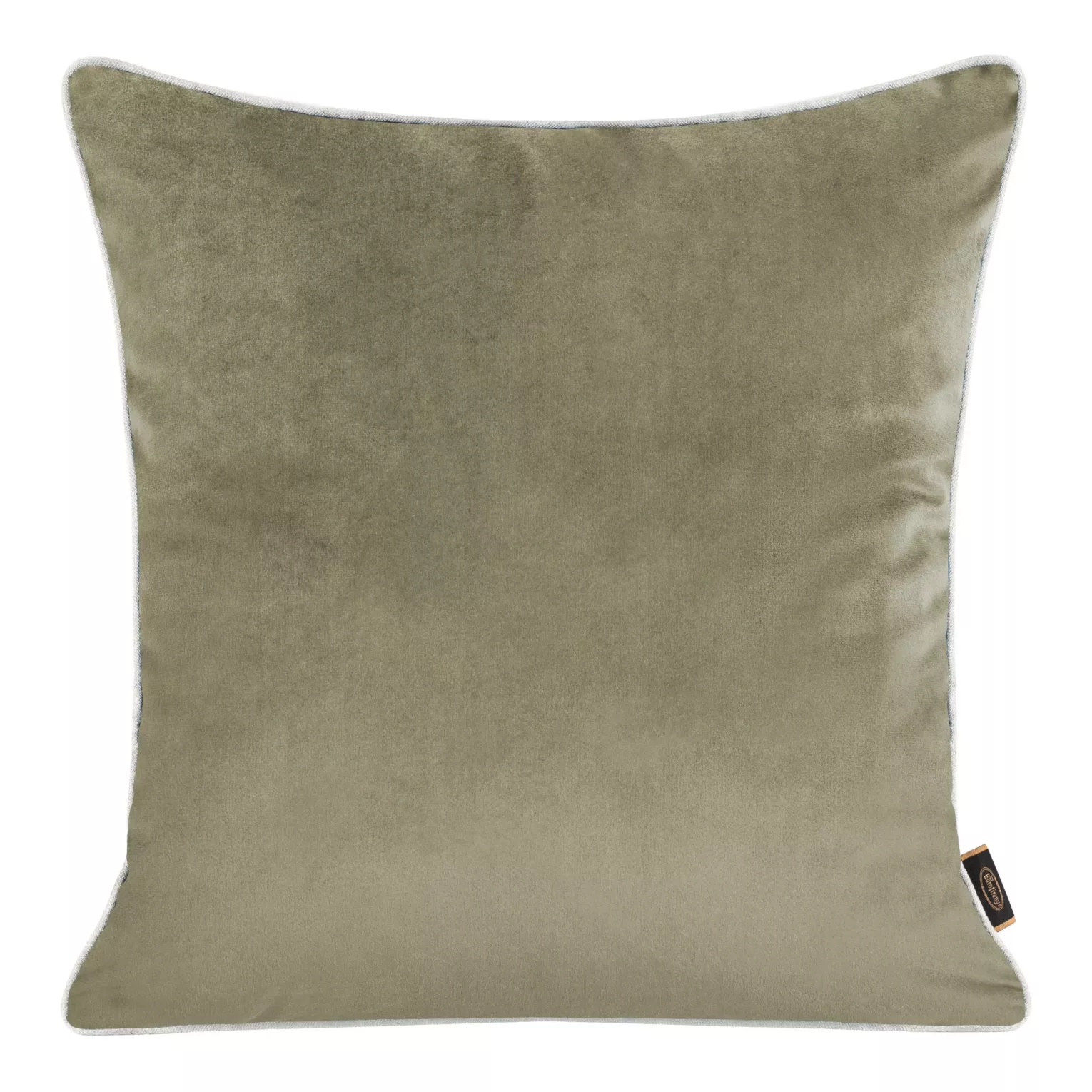Poszewka na poduszkę 45x45 cm welwetowa, dwustronna i imitacji lnu z wypustką na brzegach beżowo, jasnoszara VELVET 57 EUROFIRANY PREMIUM