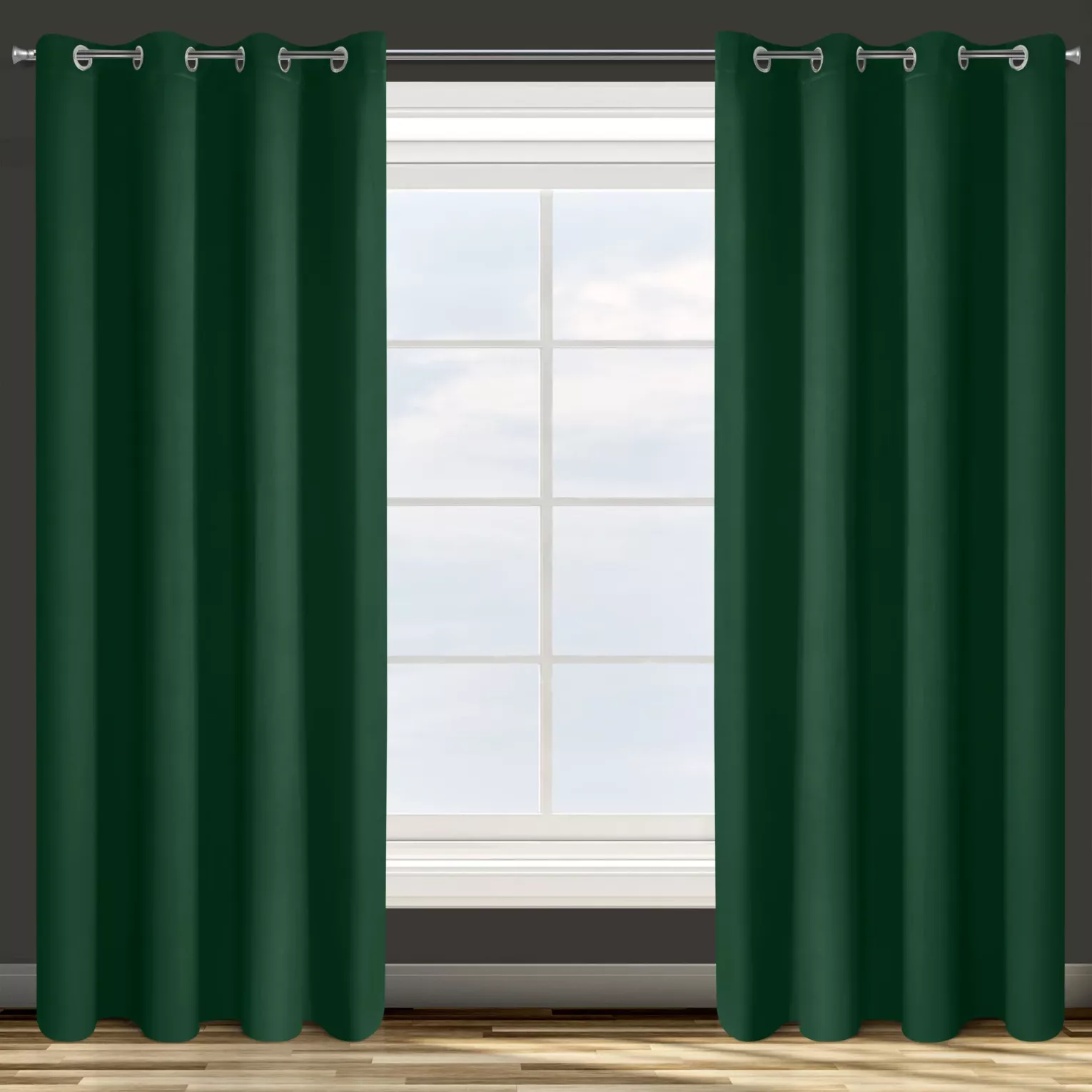 Zasłona zielona z gładkiej tkaniny zaciemniającej typu blackout 135x250 przelotka PARISA Design 91 Eurofirany