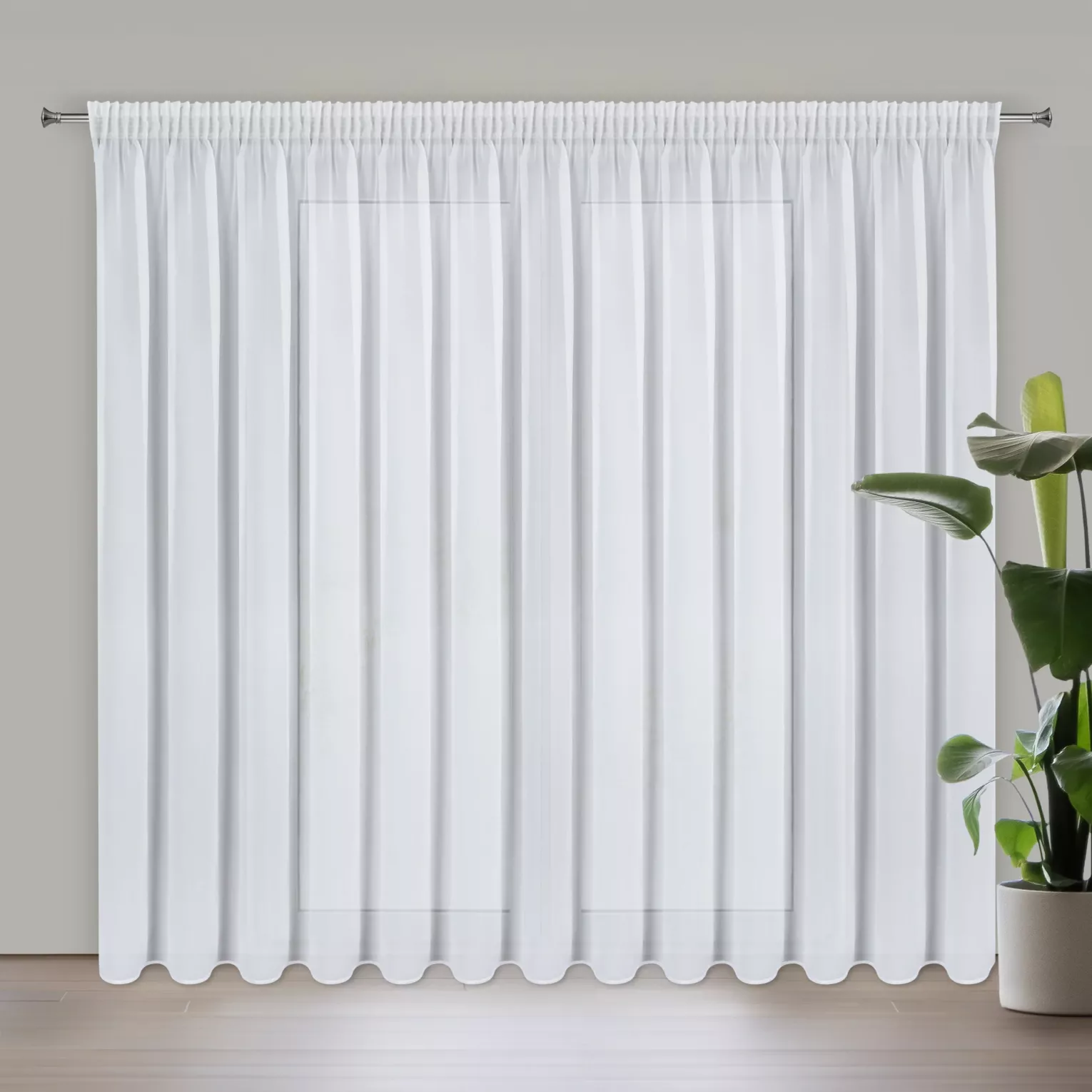 Firana biała z lekkiej tkaniny szyfonowej z delikatnym połyskiem 350x270 cm taśma ARLETA Eurofirany