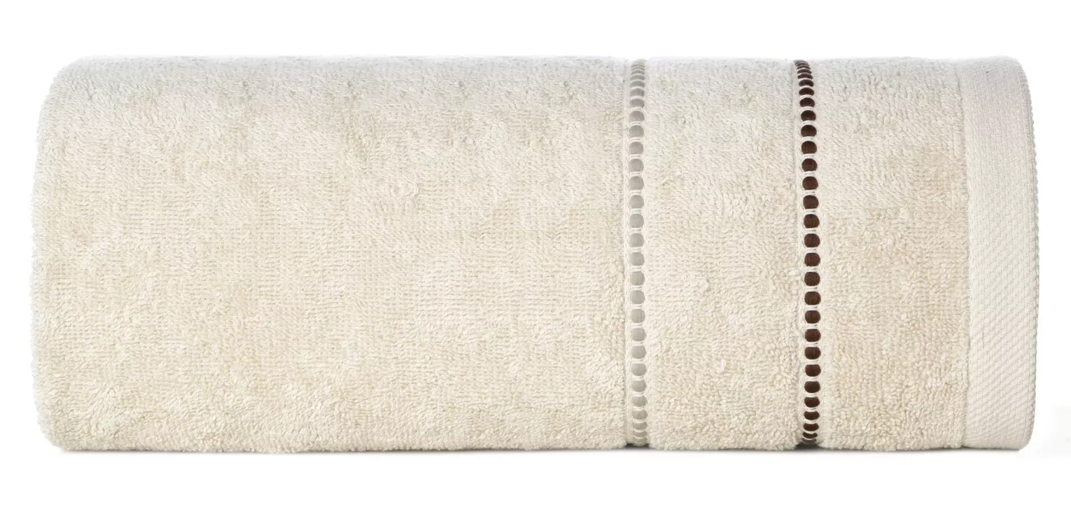 Ręcznik do rąk 30x50 cm bawełniany kolor beżowy z kontrastującymi paseczkami 500 g/m2 SUZI Eurofirany