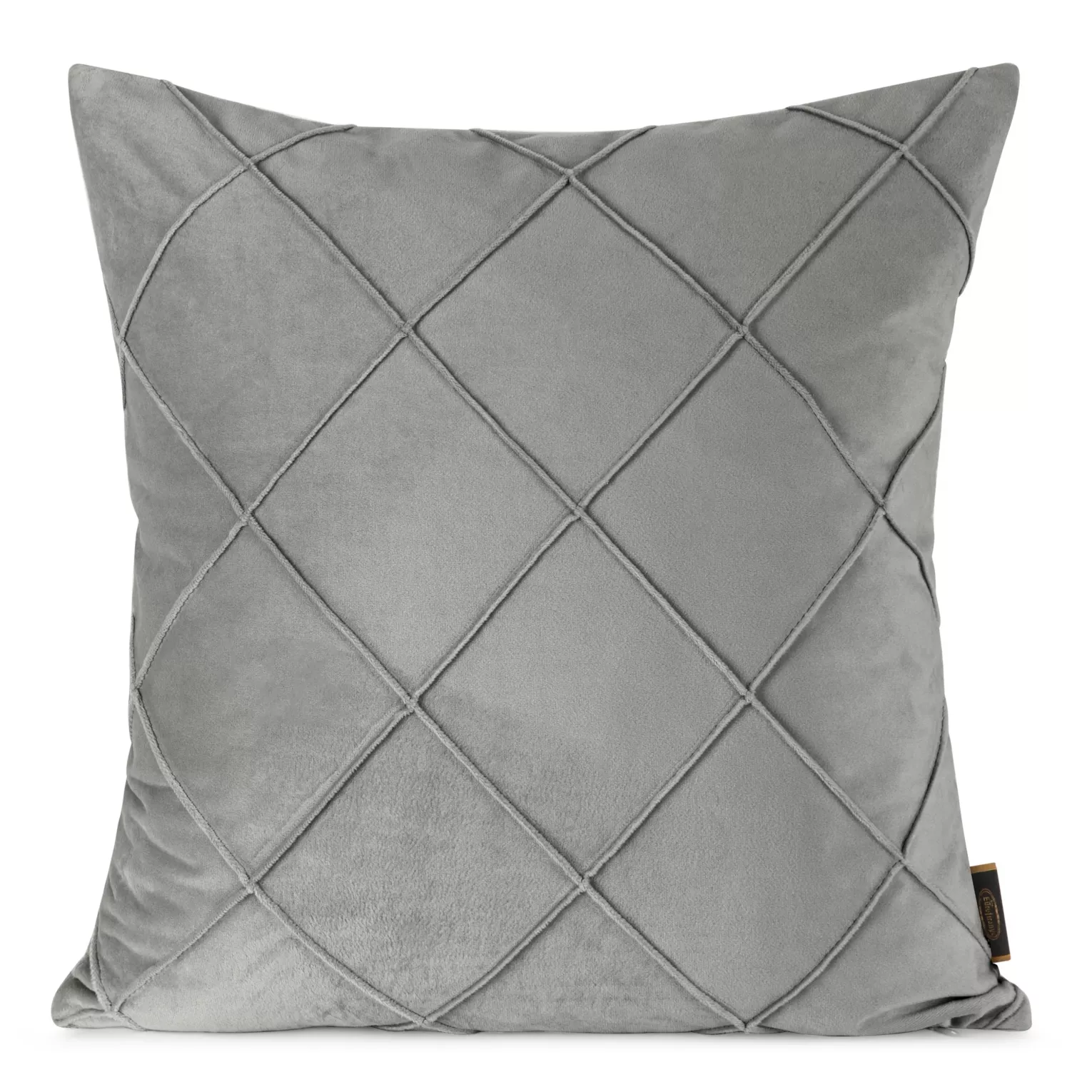 Poszewka na poduszkę 45x45 cm welwetowa z ozdobnym geometrycznym przeszywanym wzorem srebrna NALA EUROFIRANY PREMIUM