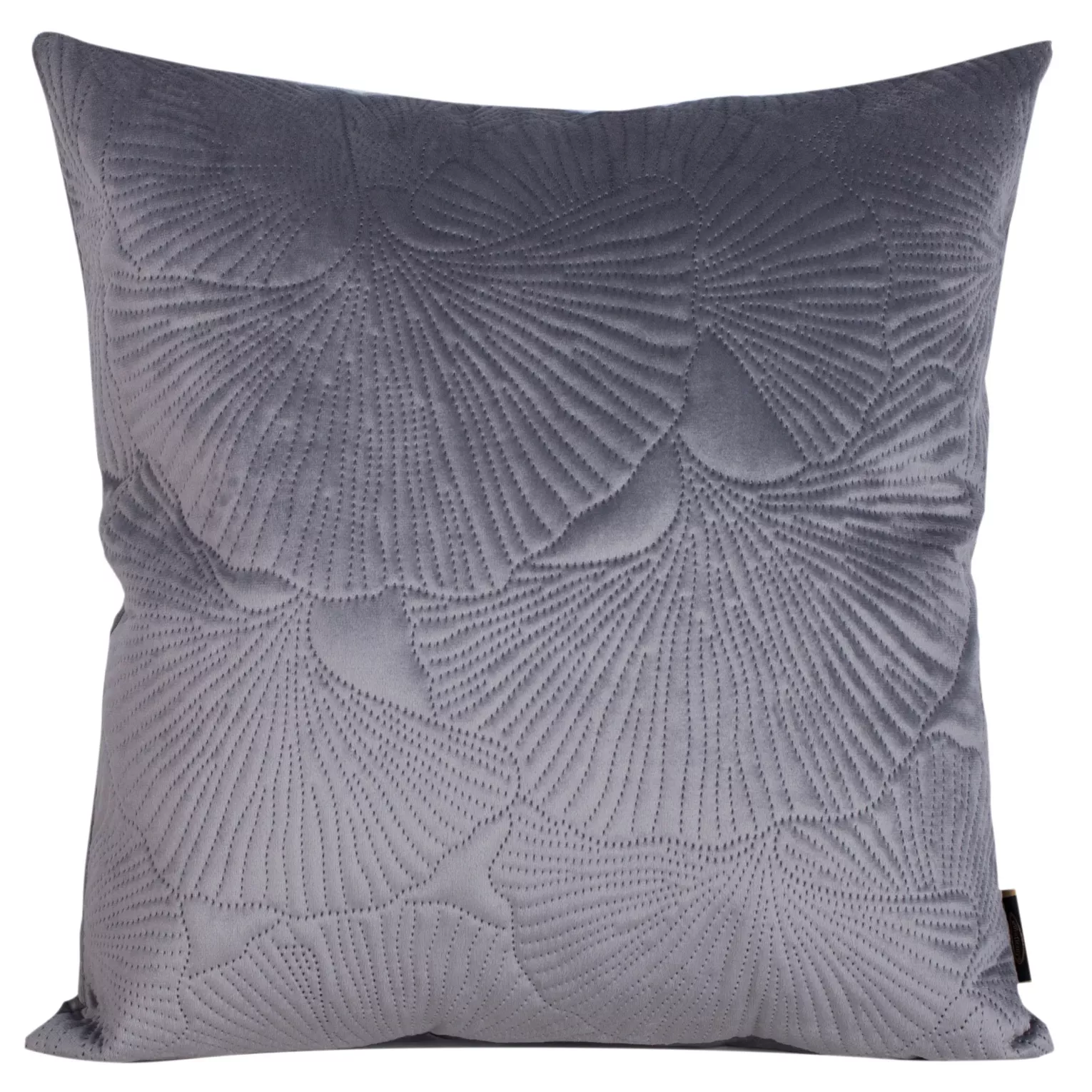 Poszewka na poduszkę 45x45 cm welwetowa z wytłaczanym wzorem liści miłorzębu stalowa VELVET 58 EUROFIRANY PREMIUM