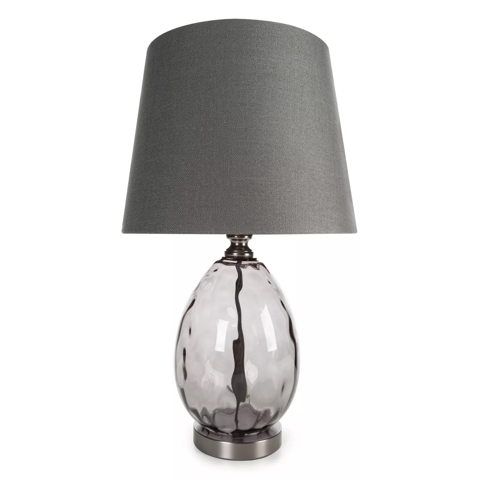 Lampa stołowa nocna grafitowa z podstawą z dymionego szkła 30 x 59 cm MAYA Eurofirany