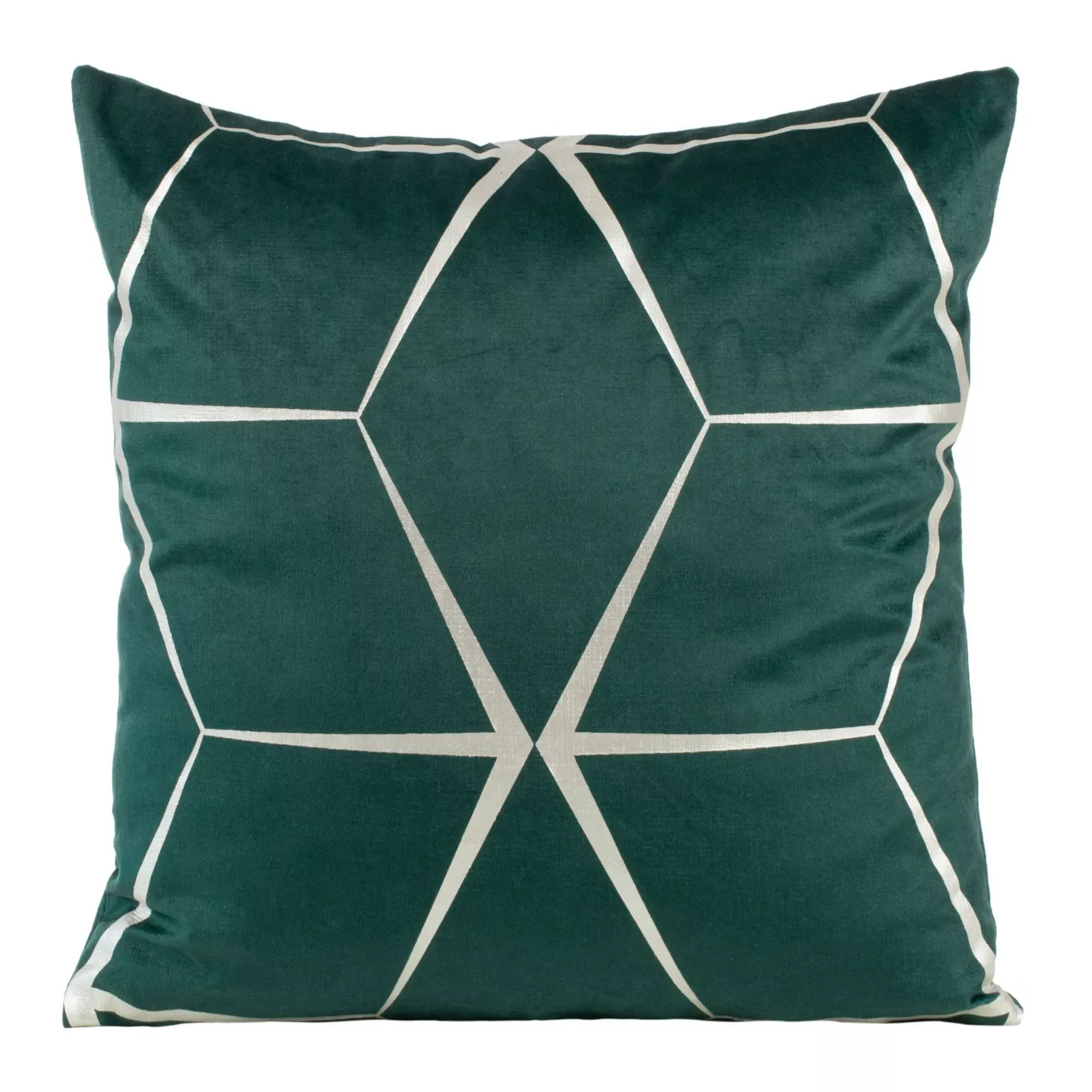 Poszewka na poduszkę 45x45 cm welwetowa z srebrnym nadrukiem geometrycznym ciemnozielona BLINK 28 Eurofirany