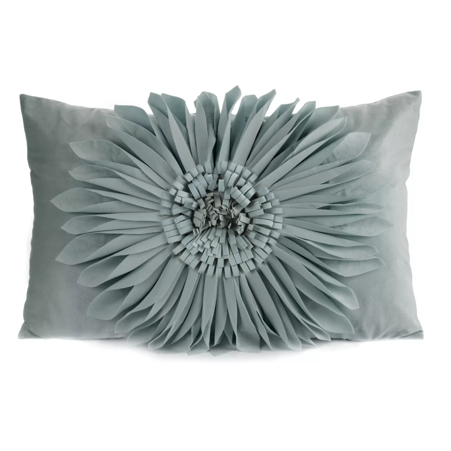 Poszewka na poduszkę 30 x 50 cm z welwetu kolor miętowy zdobiona kwiatem 3D FLORES 3 Eurofirany
