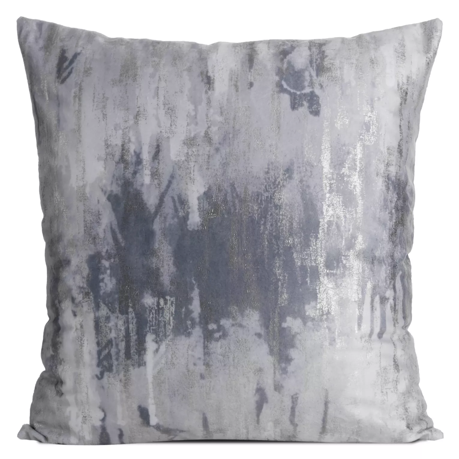 Poszewka na poduszkę 45x45 cm welwetowa zdobiona metalicznym przecieranym wzorem szara TINA Eurofirany