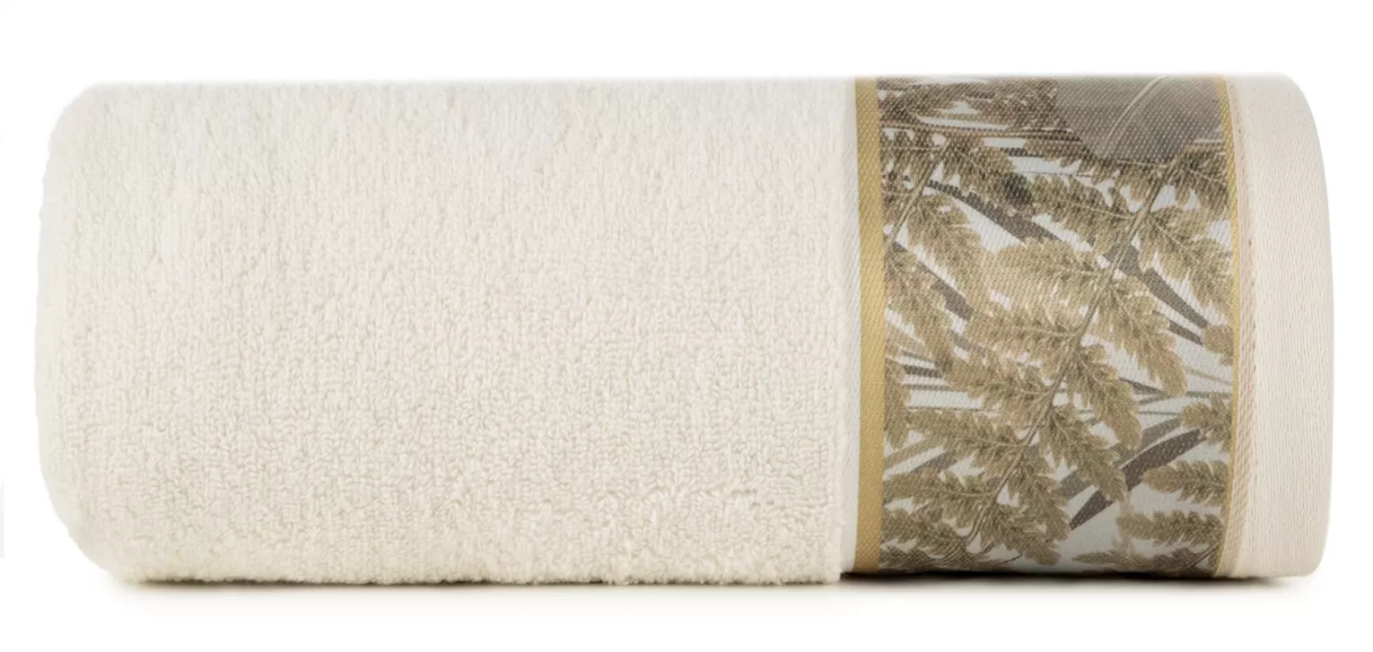 Ręcznik kąpielowy 70x140 cm bawełniany kolor beżowy z designerską bordiurą 500 g/m2 EVA 17 Eva Minge Eurofirany