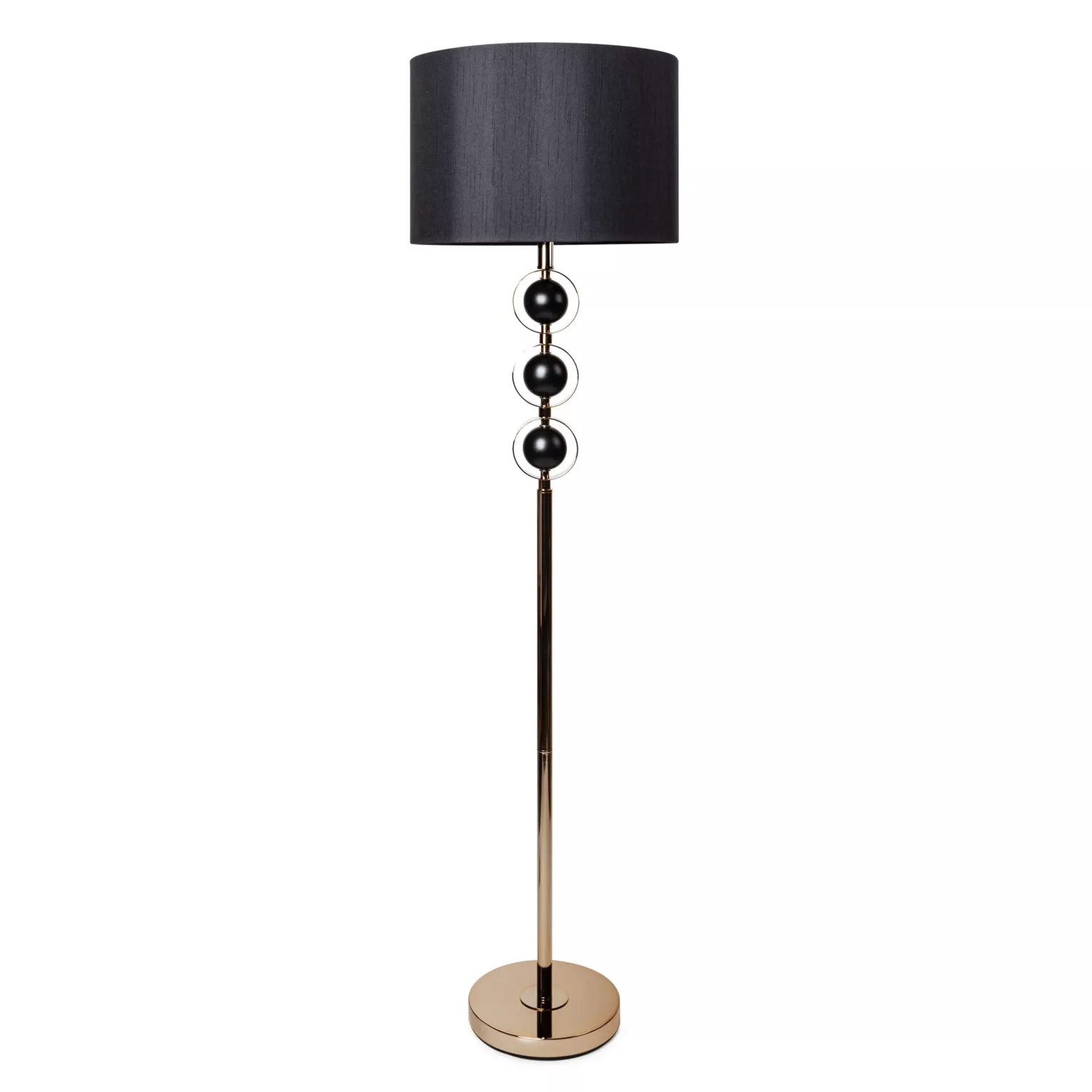Lampa stojąca do salonu czarno, złota AMELIA z satynowym abażurem 41 x 153 cm AMELIA  Eurofirany