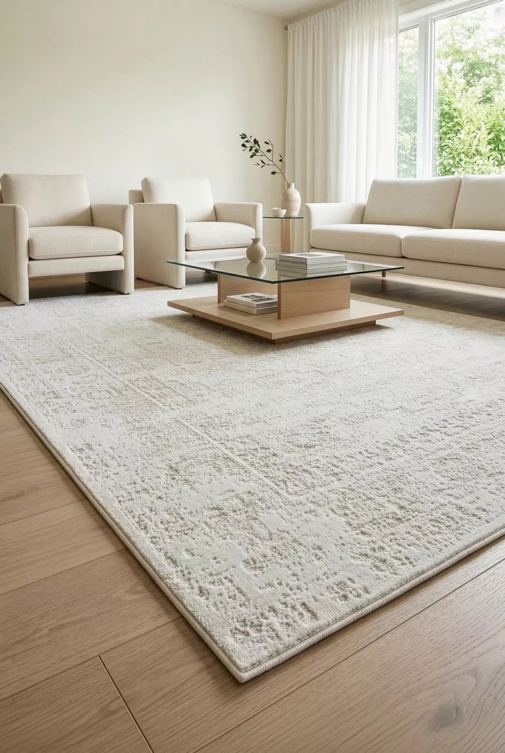 Dywan 60x100 cm kremowo, beżowy z subtelnie ornamentowym wzorem NOVA3 Eurofirany