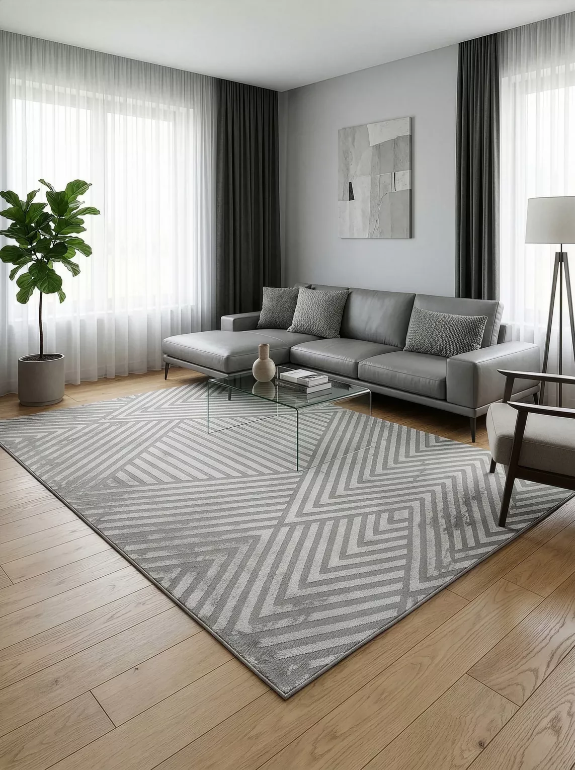 Dywan 140x190 cm srebrny z wypukłym geometrycznym wzorem  NOVA1 Eurofirany